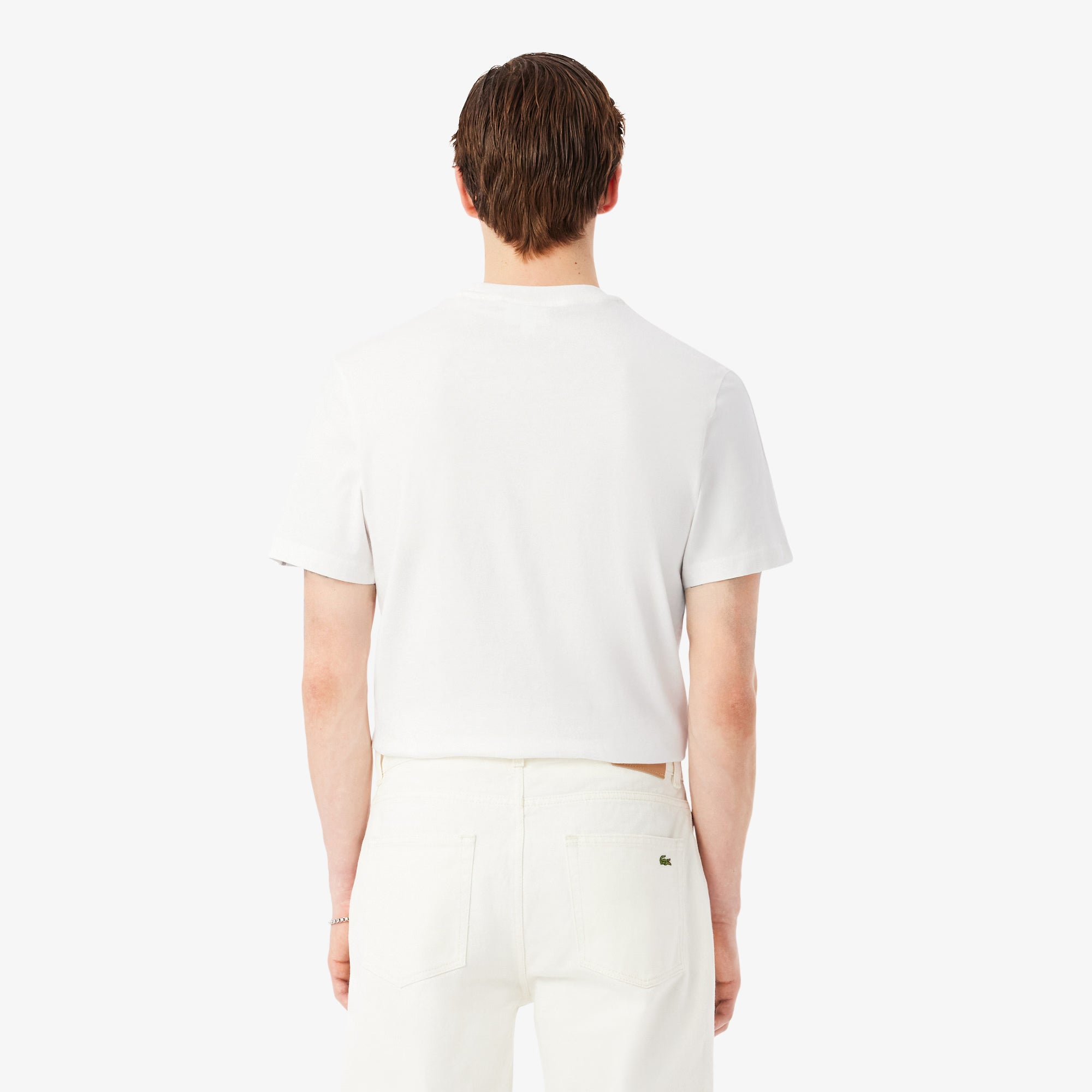 Men's Lacoste Branded Stripe Band T-Shirt White