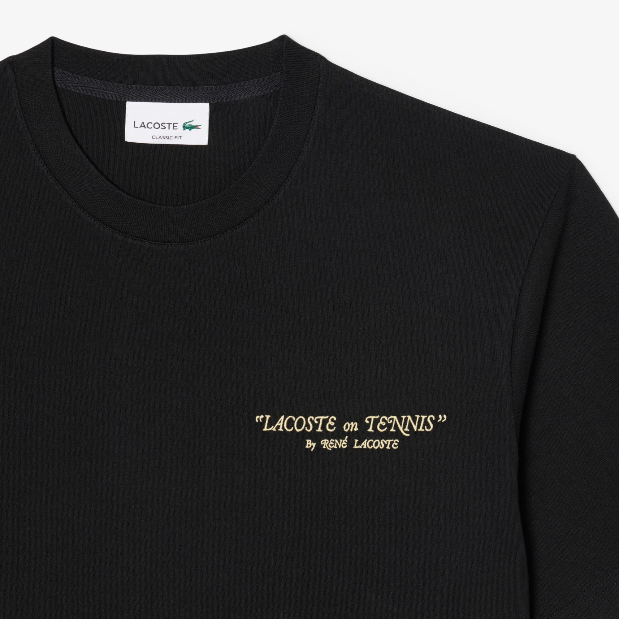 Men's Lacoste Embroidered Cotton T-Shirt Black