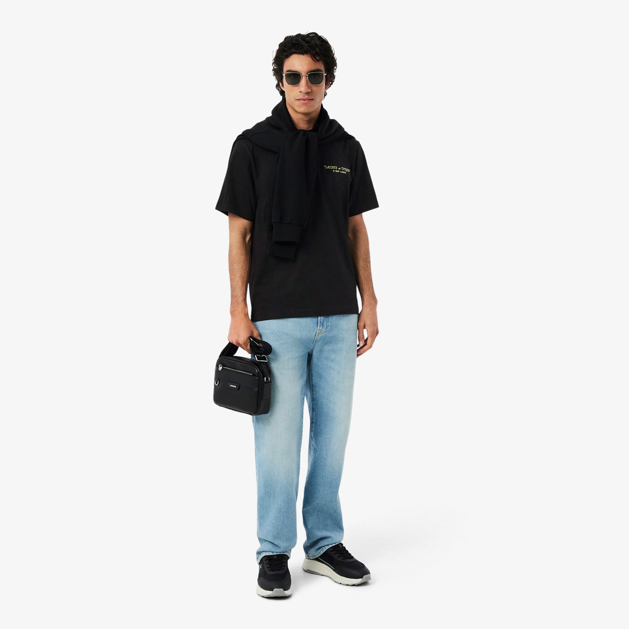 Men's Lacoste Embroidered Cotton T-Shirt Black