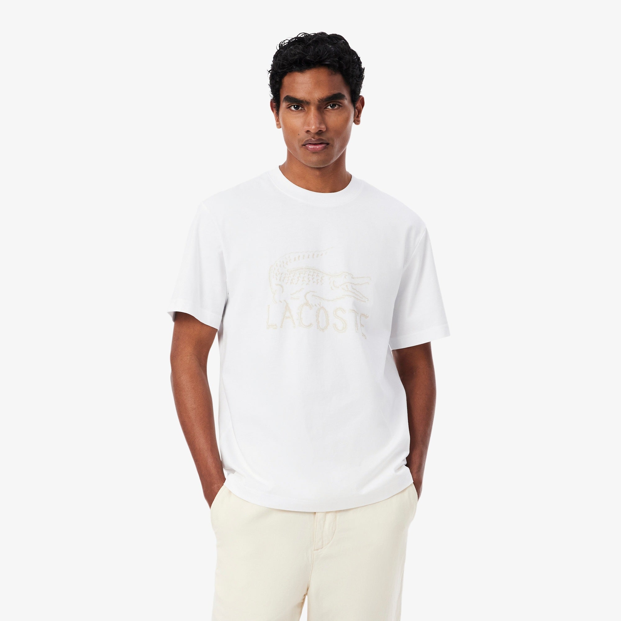 Men's Lacoste Printed Cotton T-Shirt White