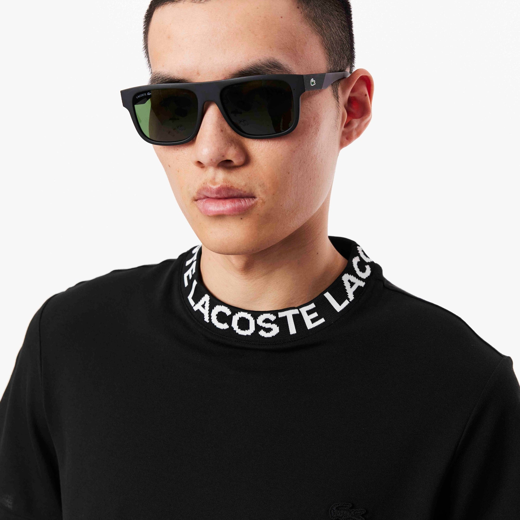 Men's Lacoste Branded Piqué T-Shirt Black
