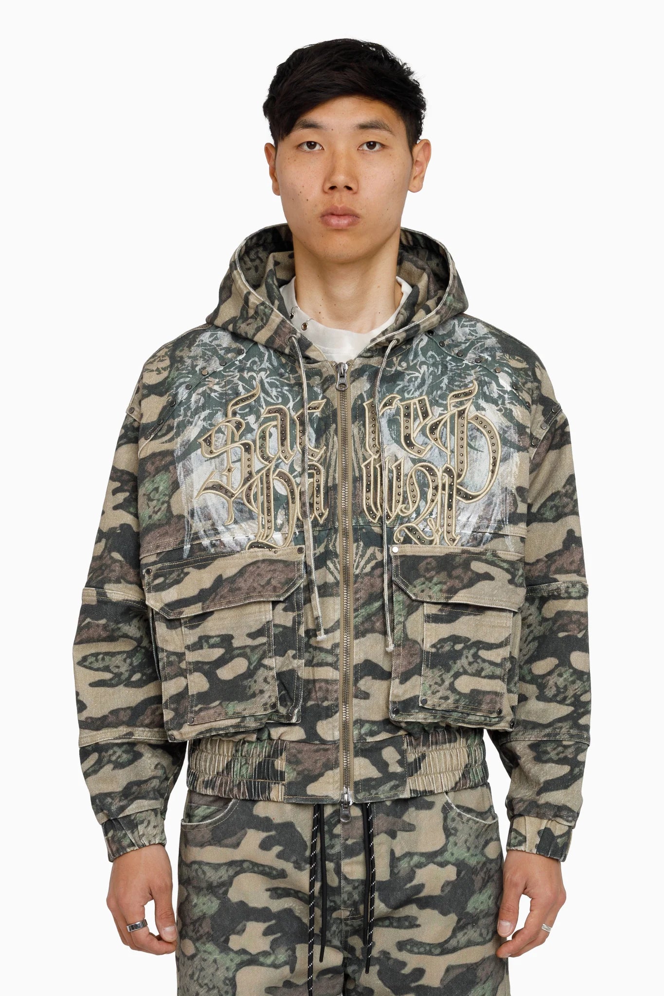 Men's Smoke Rise Sacred Dawn Hooded Bomber Jacket Arden Camo