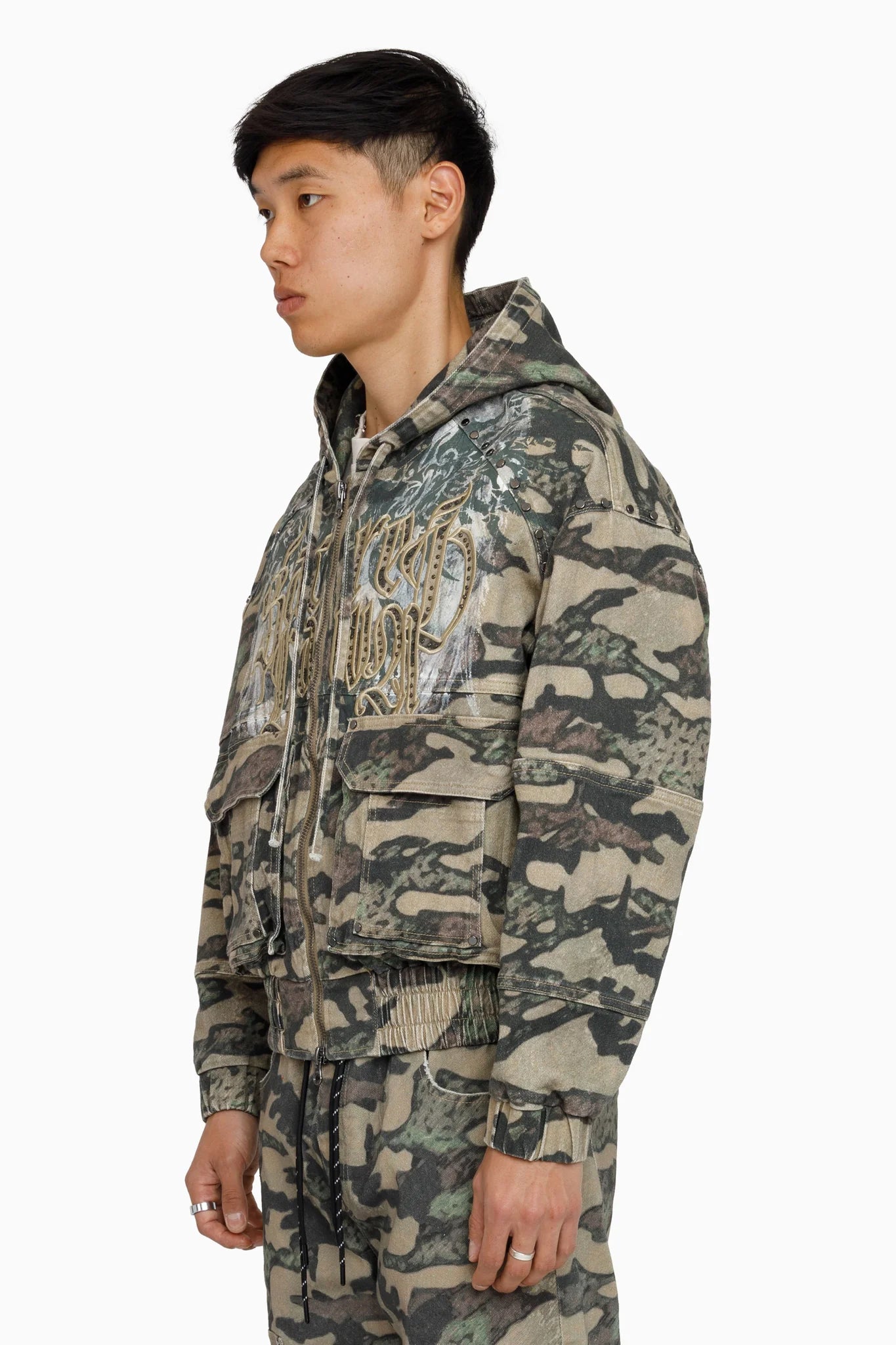 Men's Smoke Rise Sacred Dawn Hooded Bomber Jacket Arden Camo
