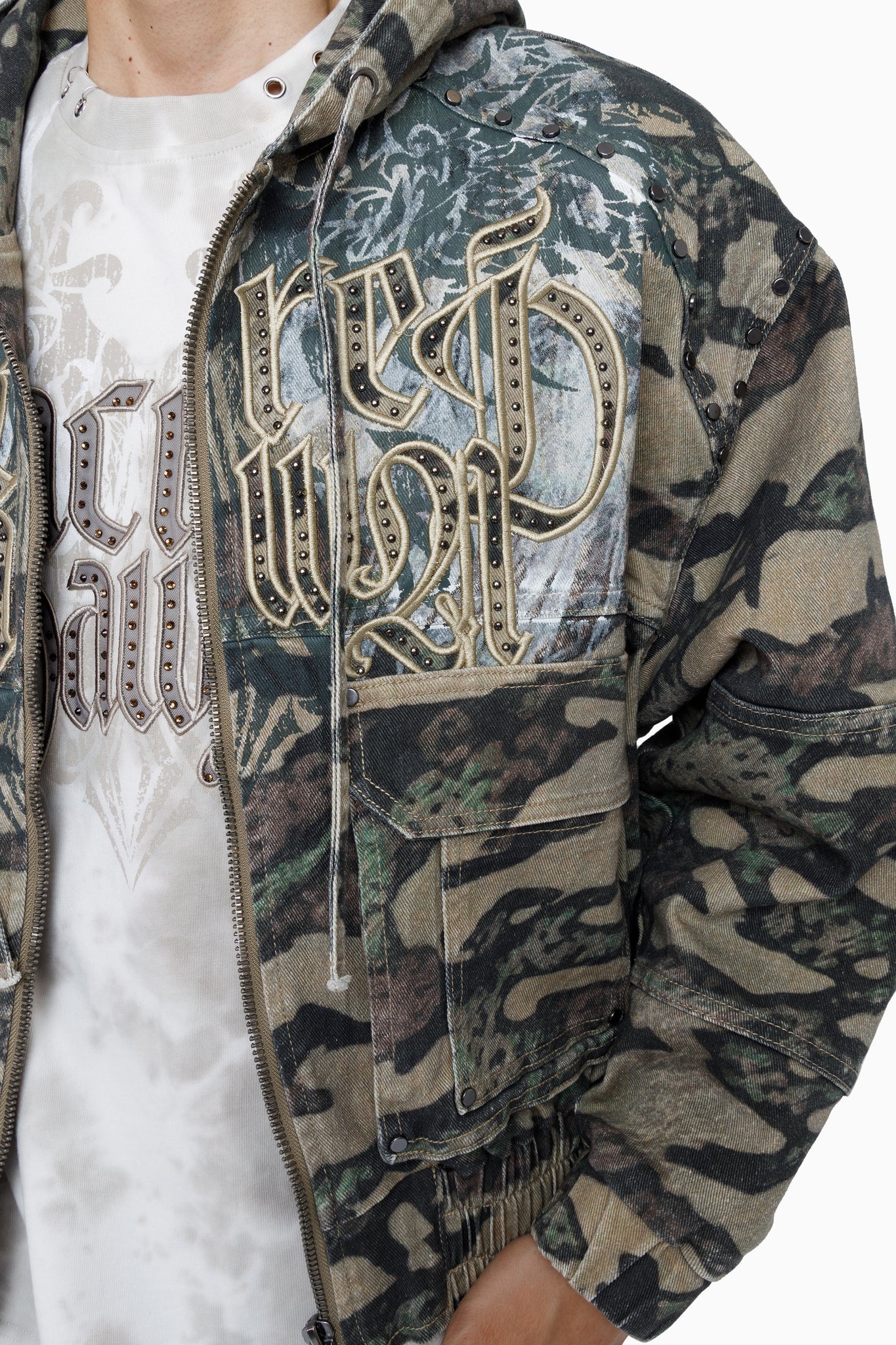 Men's Smoke Rise Sacred Dawn Hooded Bomber Jacket Arden Camo