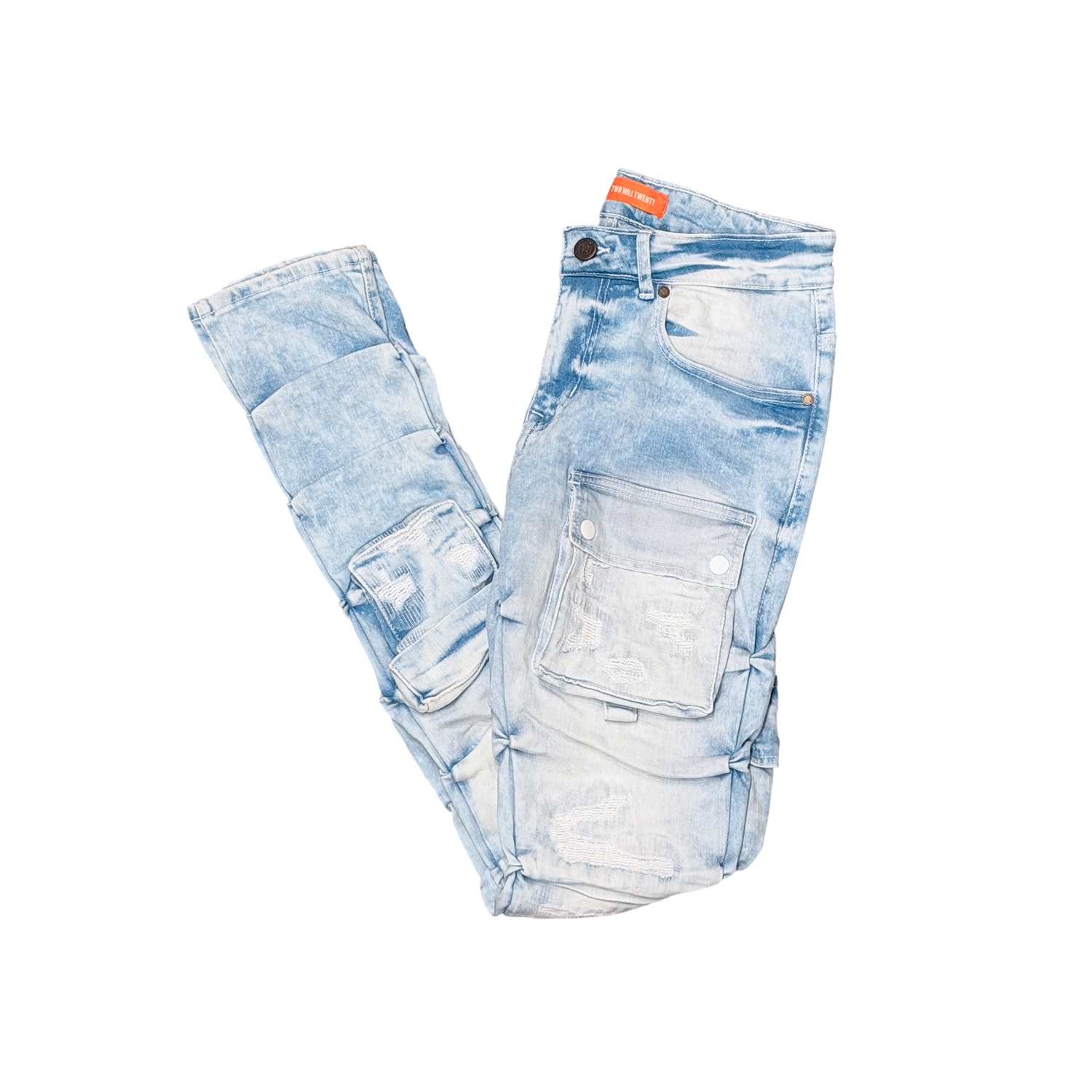 Men's TWO MILL TWENTY Cargo Skinny Stacked Jeans Ice Blue