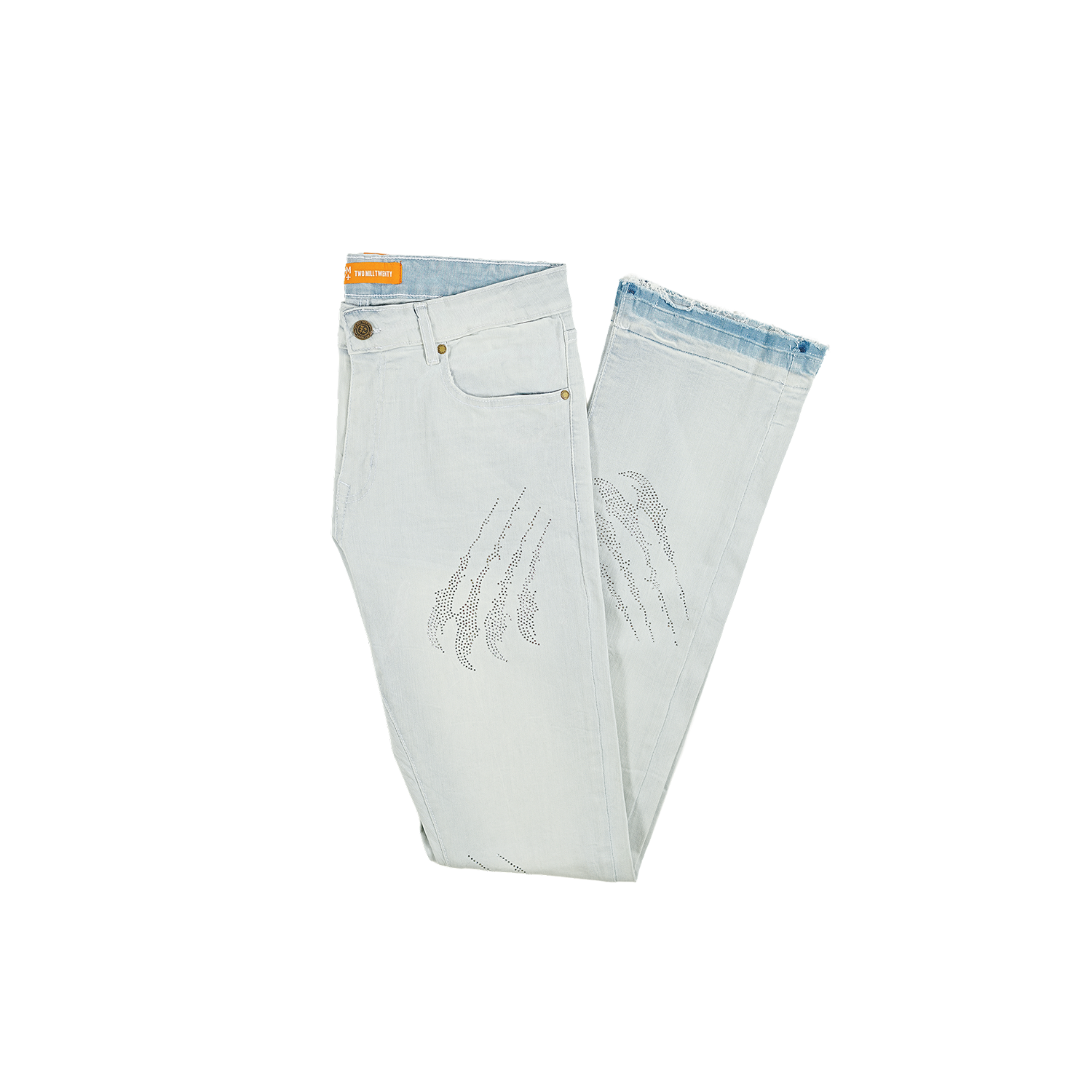 Men's TWO MILL TWENTY Straight Leg Rhinestone Claw Jeans Light Wash
