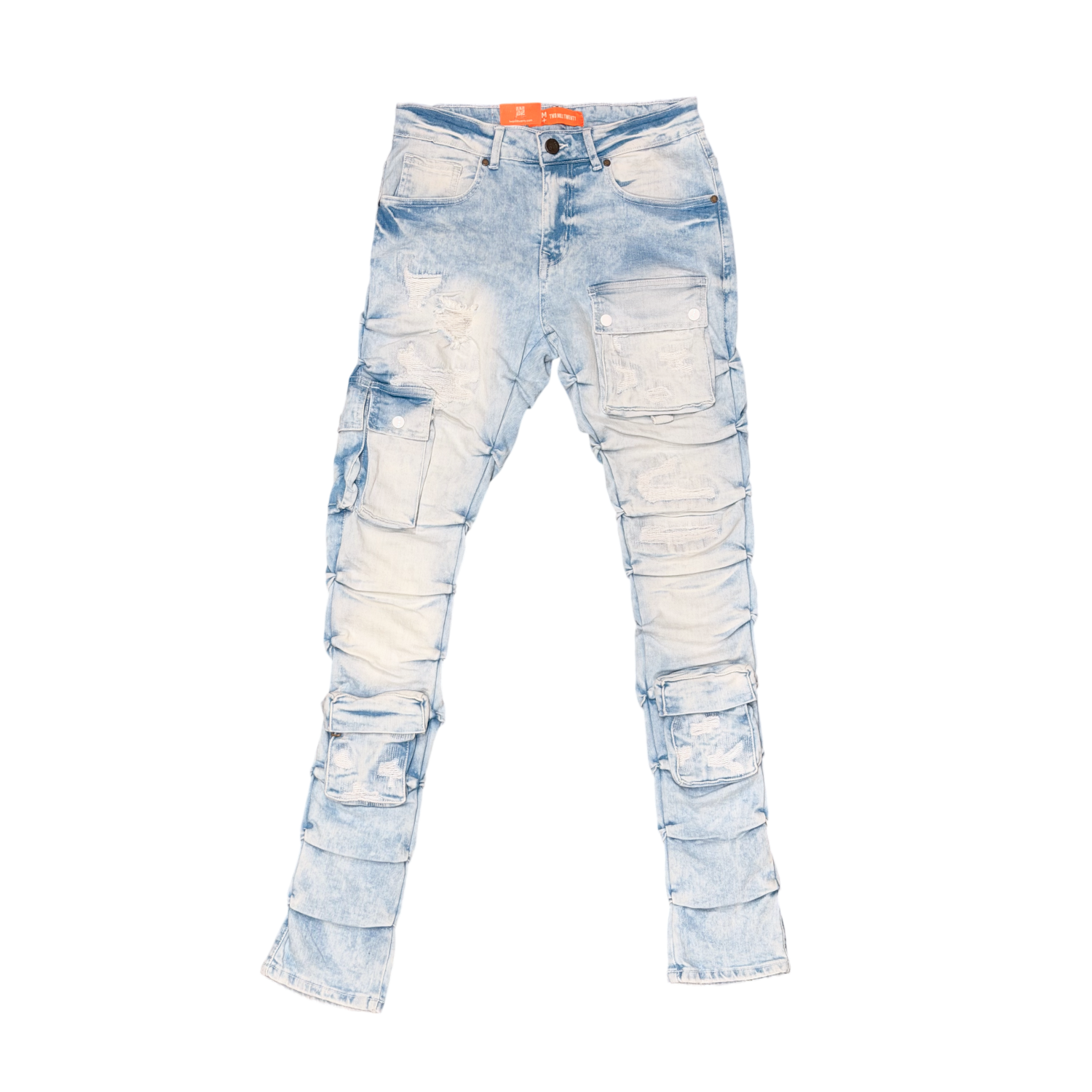 Men's TWO MILL TWENTY Cargo Skinny Stacked Jeans Ice Blue
