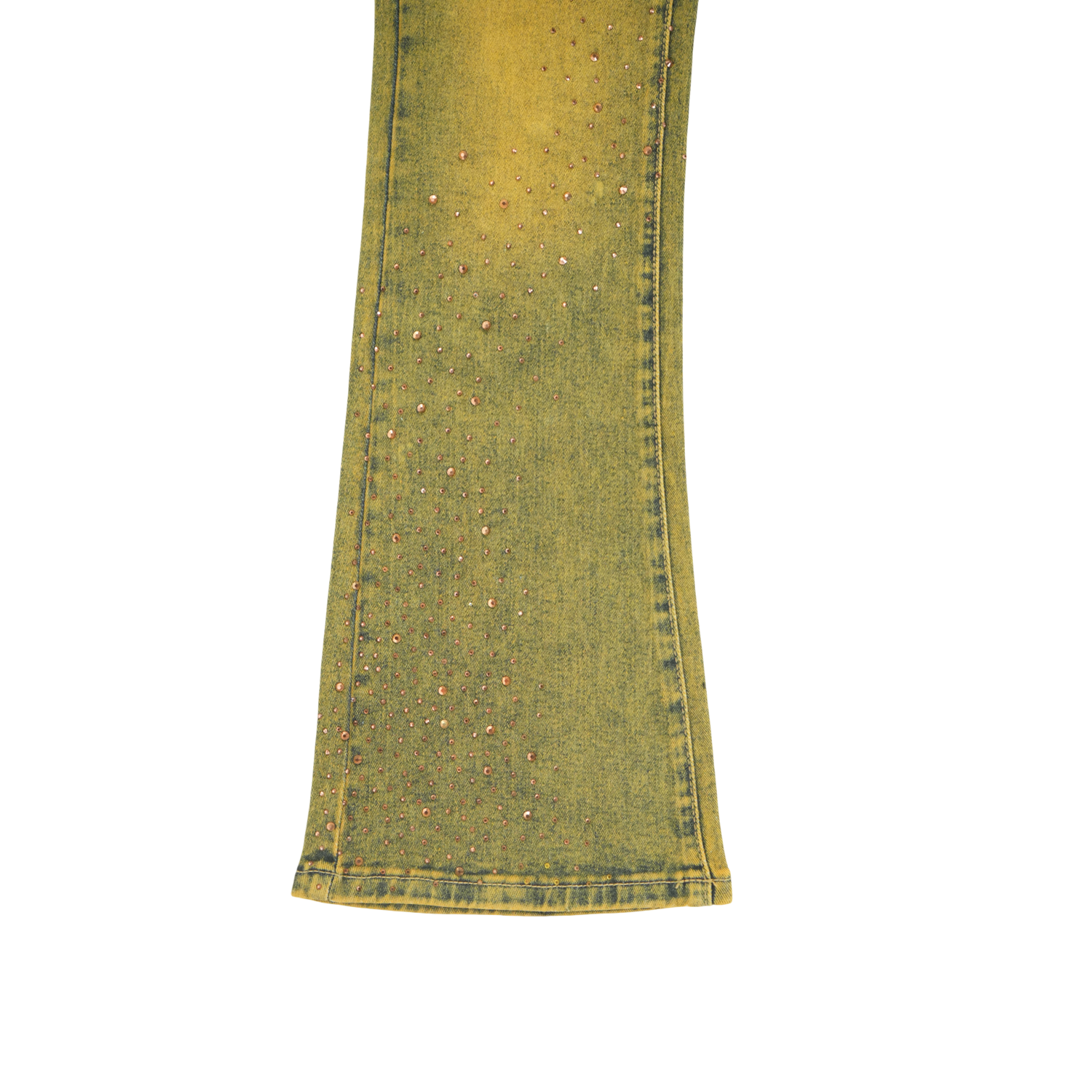 Men's TWO MILL TWENTY Flare Leg Red Rhinestone Jeans Antique Wash