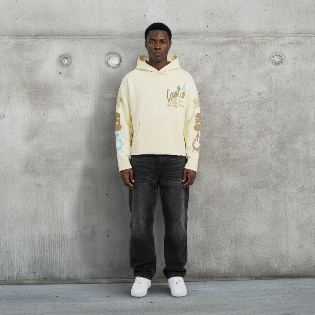 Unisex TWO MILL TWENTY Can't Be Silent Rhinestone Hoodie Cream