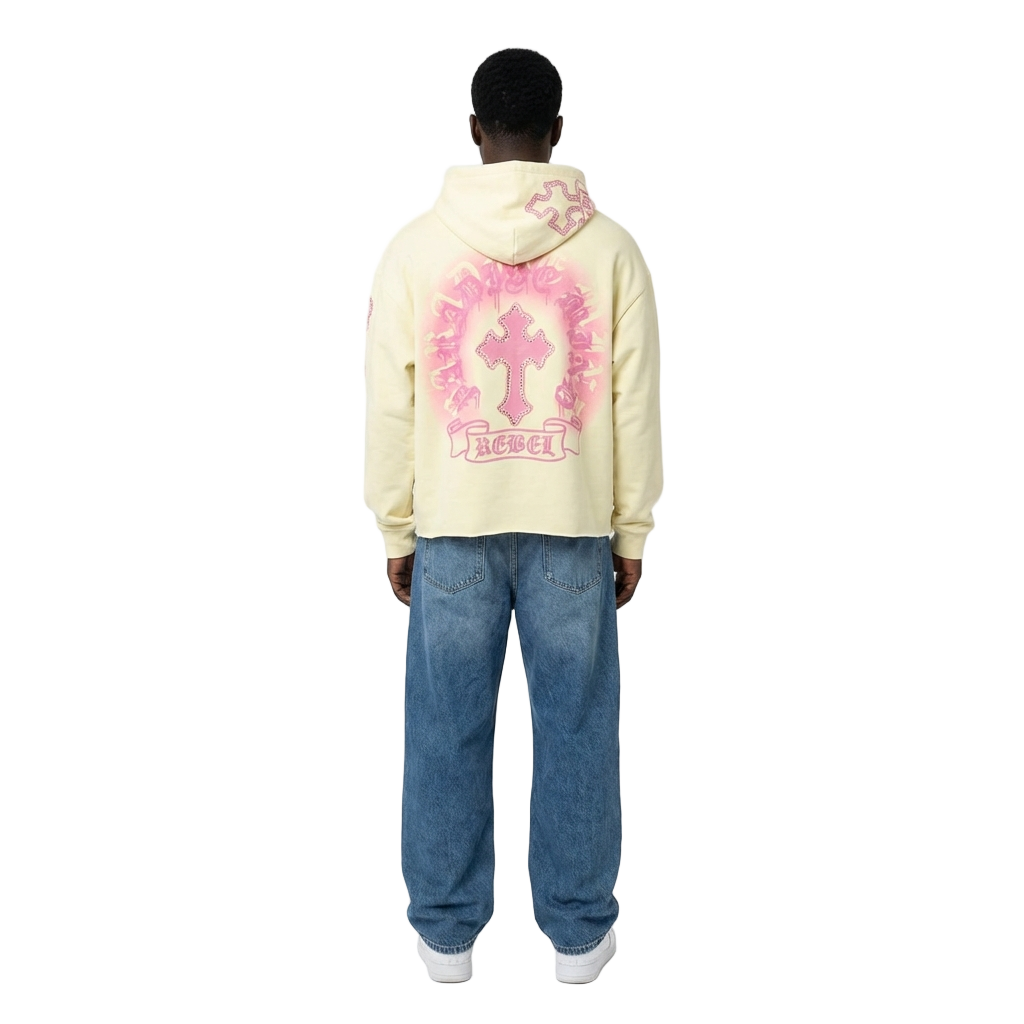 Unisex TWO MILL TWENTY Gothic Rebel Hoodie Cream