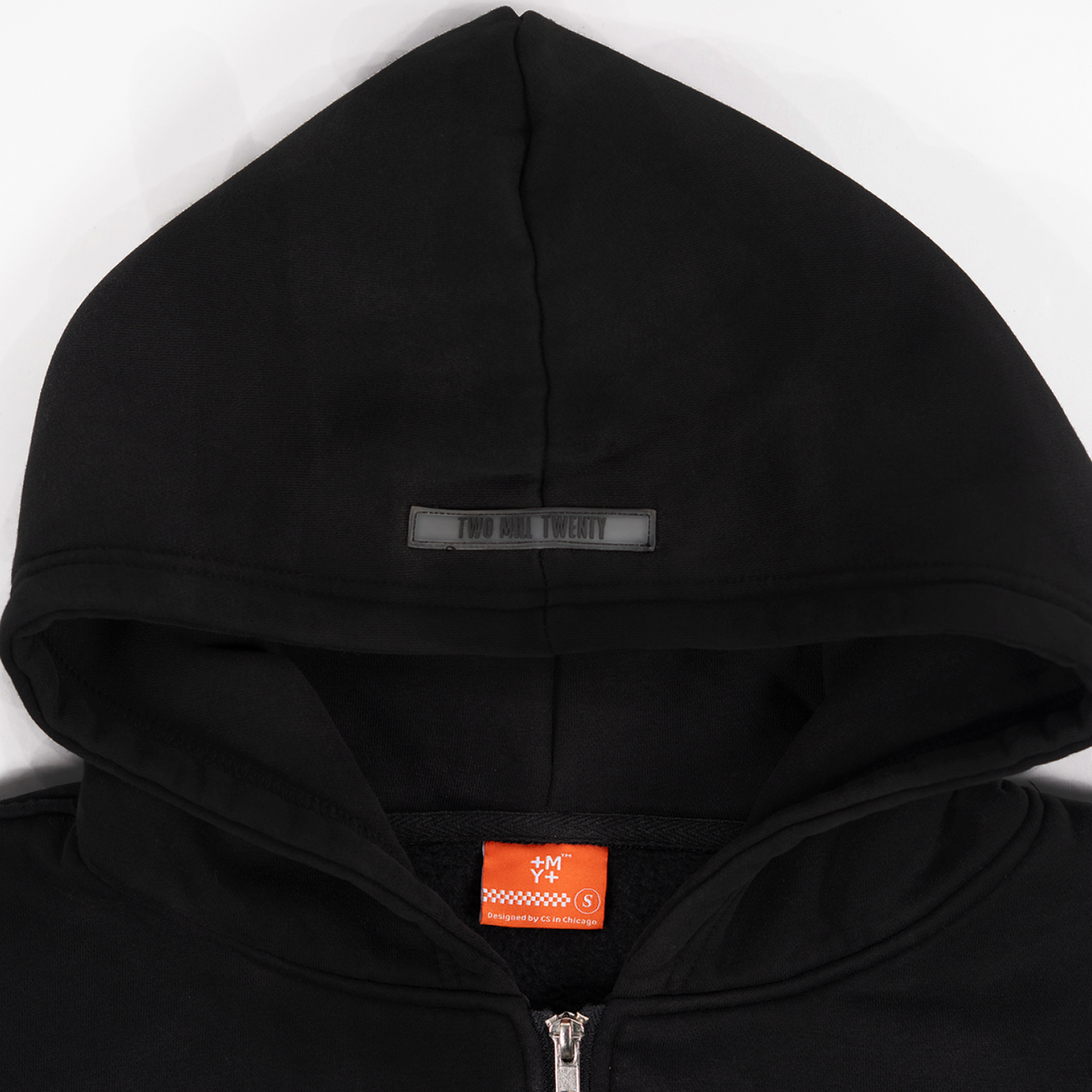 Men's TWO MILL TWENTY Ghosted Plain Zip-Up in Jet Black