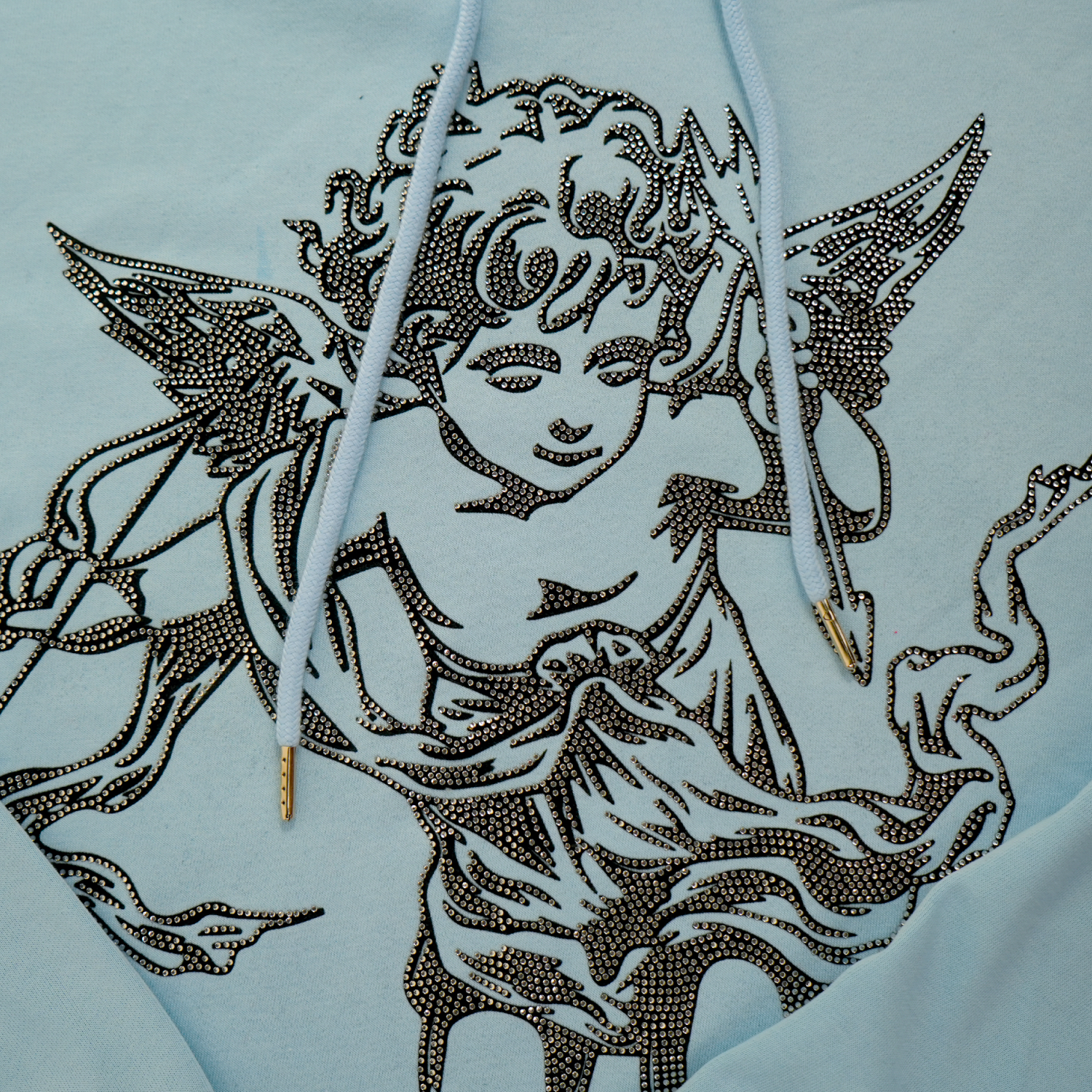 Unisex TWO MILL TWENTY Crystal Cupid Angel Hoodie Light Blue