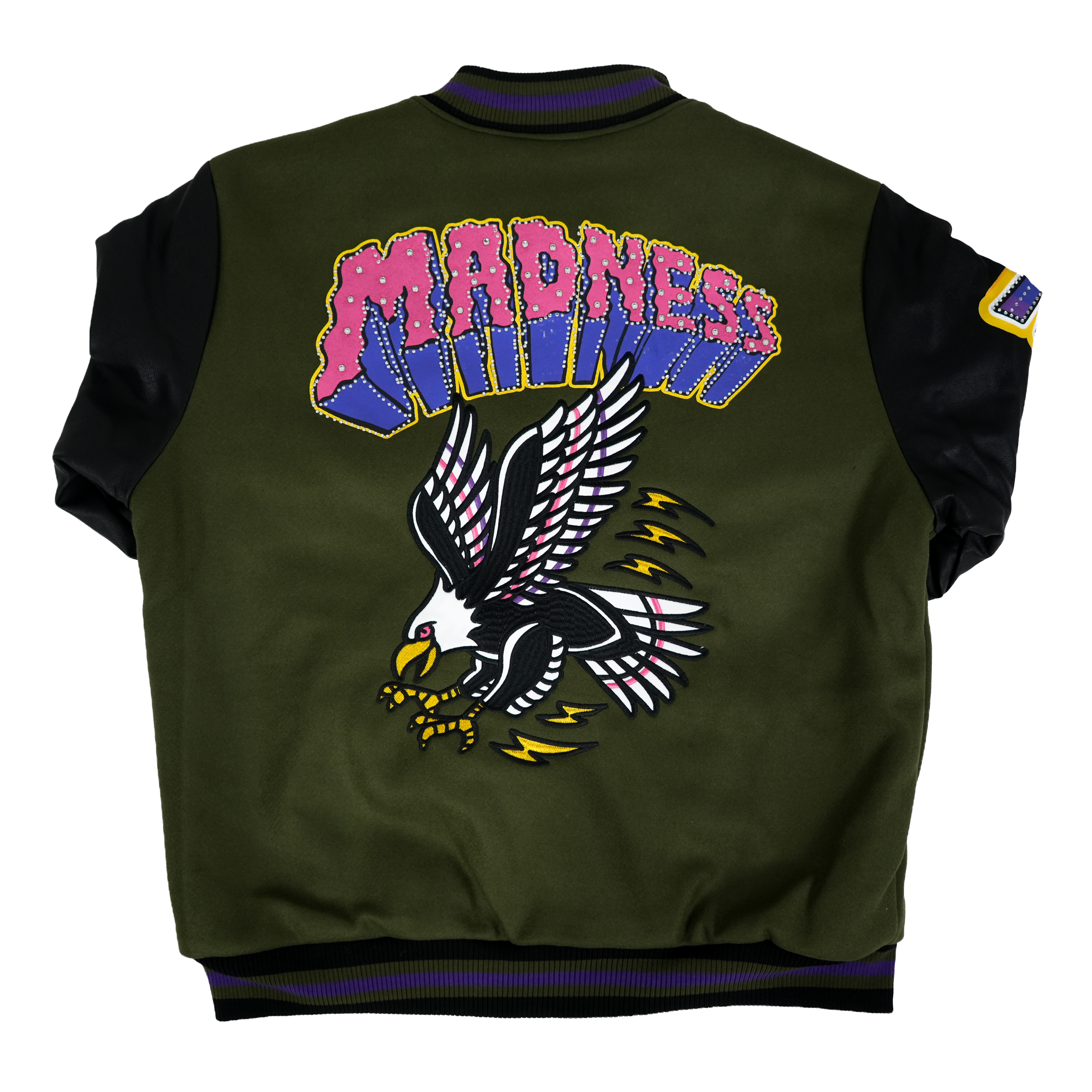 Men's TWO MILL TWENTY Madness Varsity Bomber Jacket Olive
