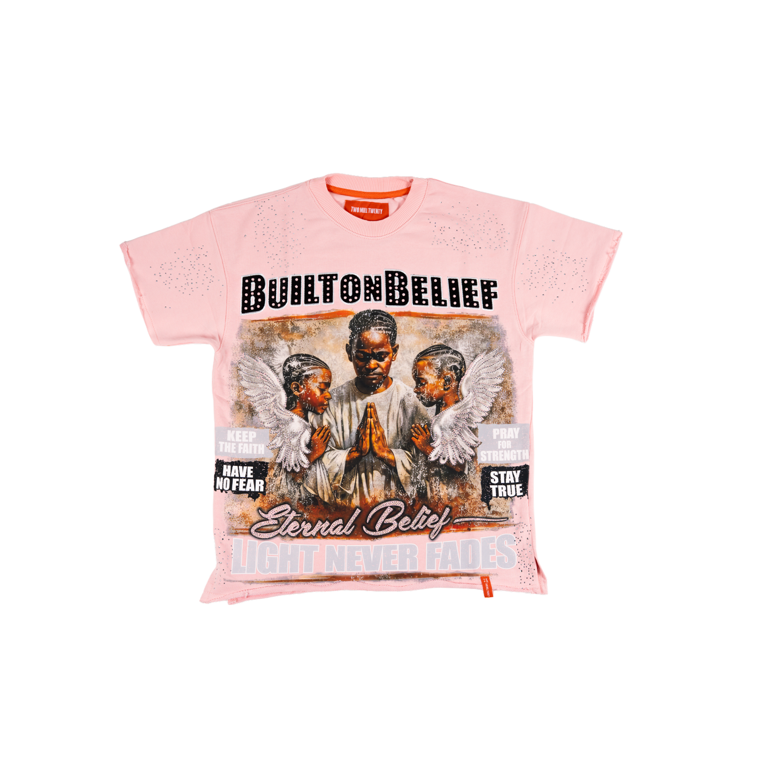 Men's TWO MILL TWENTY Built on Belief Crystal T-Shirt Pink
