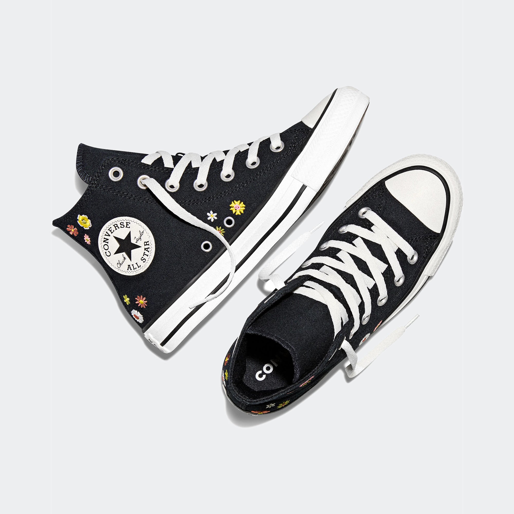 Unisex Converse Chuck Taylor All Star Embroidered Florals Hi Shoes Black