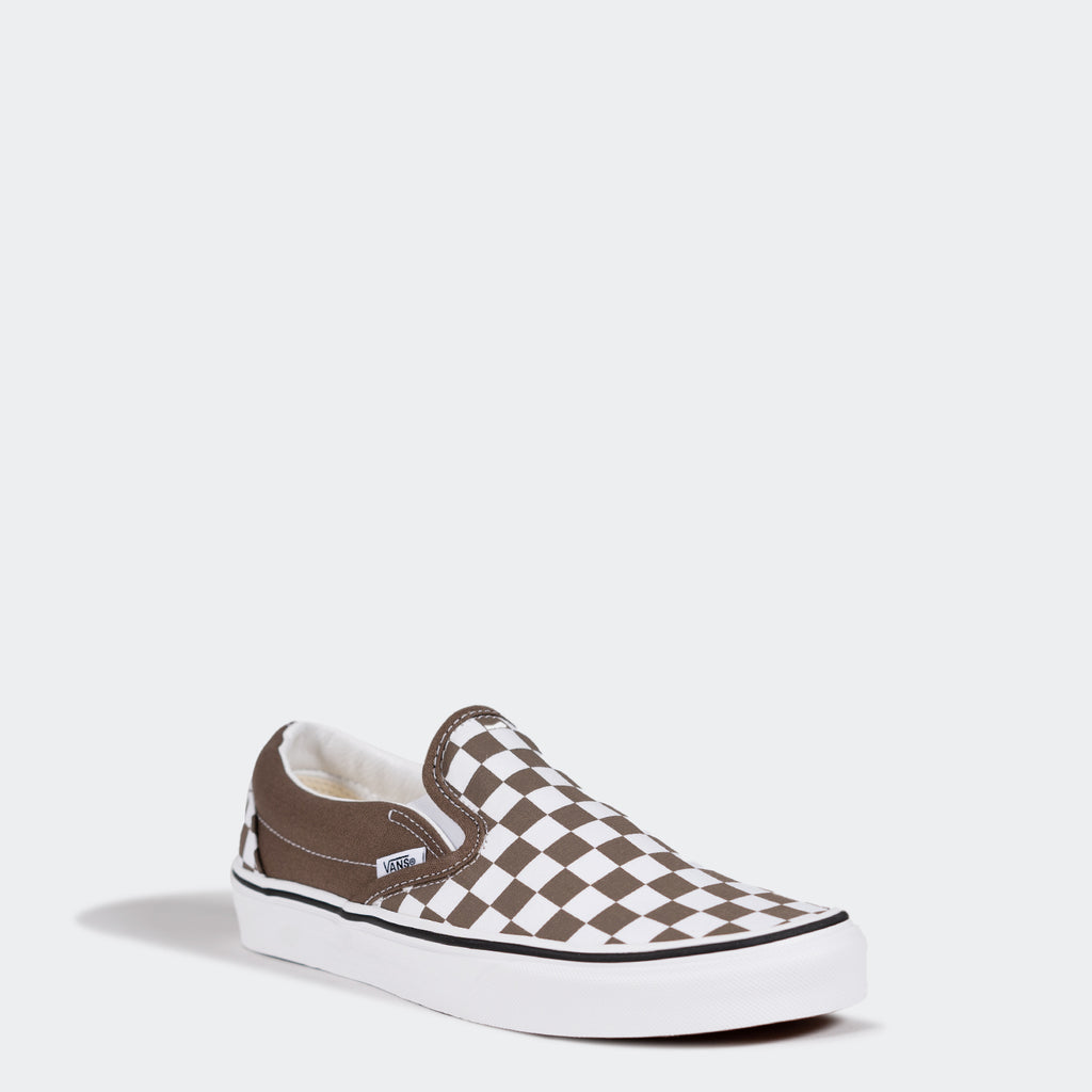 Unisex Vans Checkerboard Slip-On Shoes Walnut