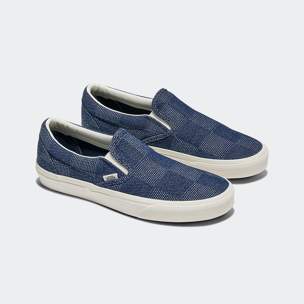 Unisex Vans Classic Slip-On Checkerboard Shoes Navy