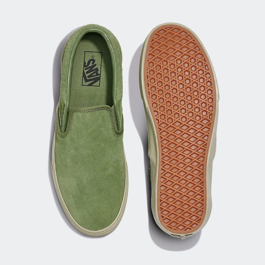 Unisex Vans Classic Slip-On Suede Mix Shoes Elm Green