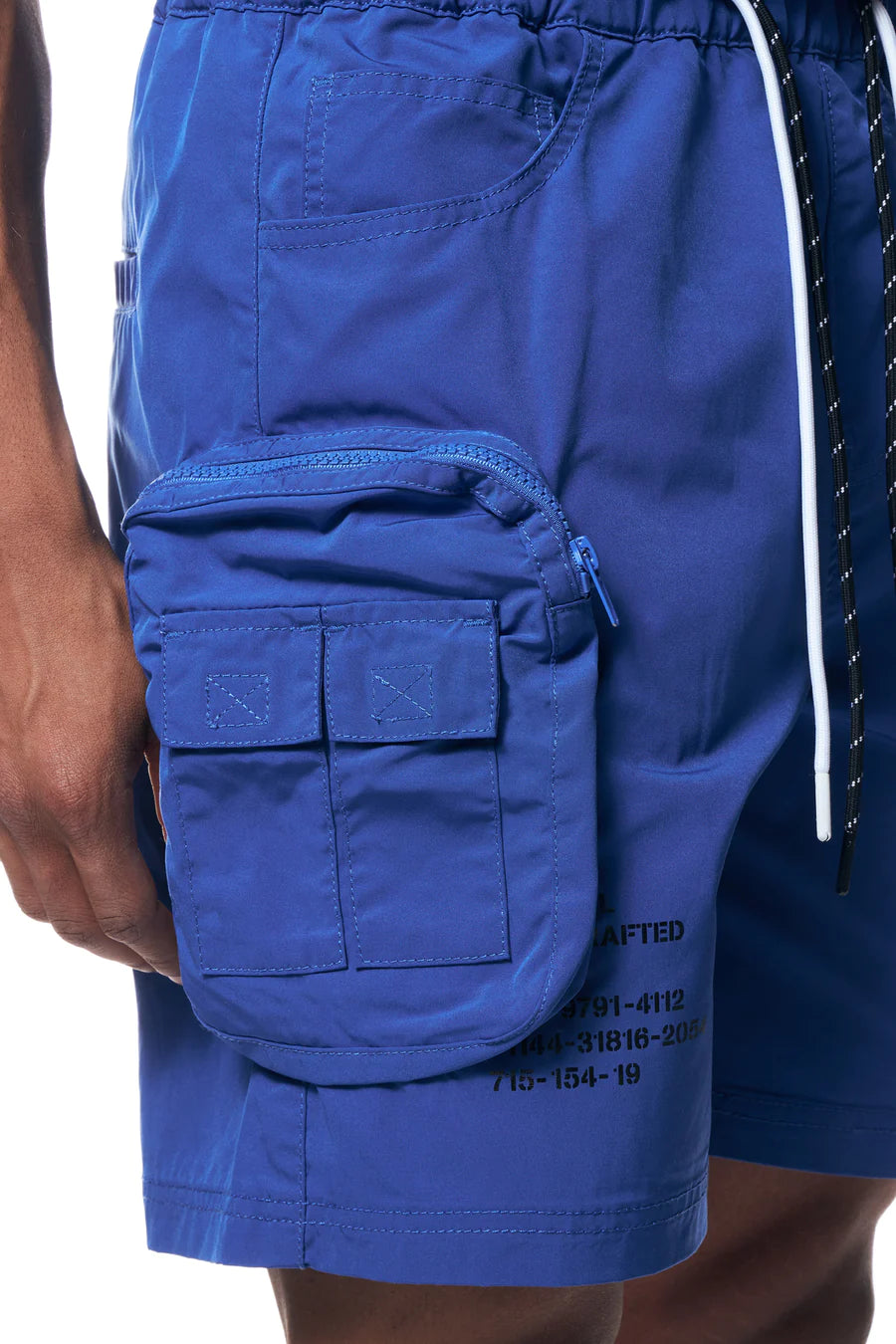 Smoke Rise Printed Nylon Utility Shorts Blue Chicago City Sports