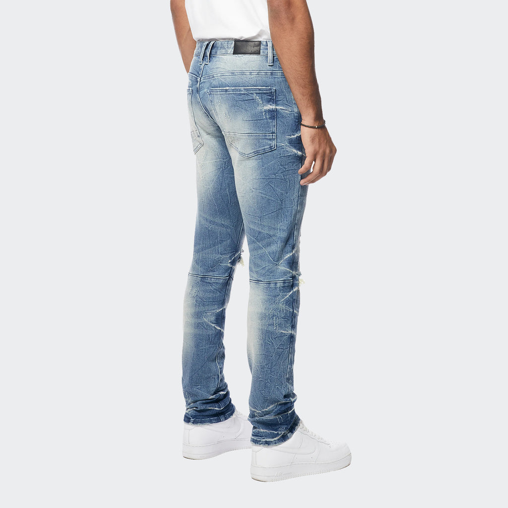 Men's Smoke Rise Wave Effect Slim Jeans Claimont Blue