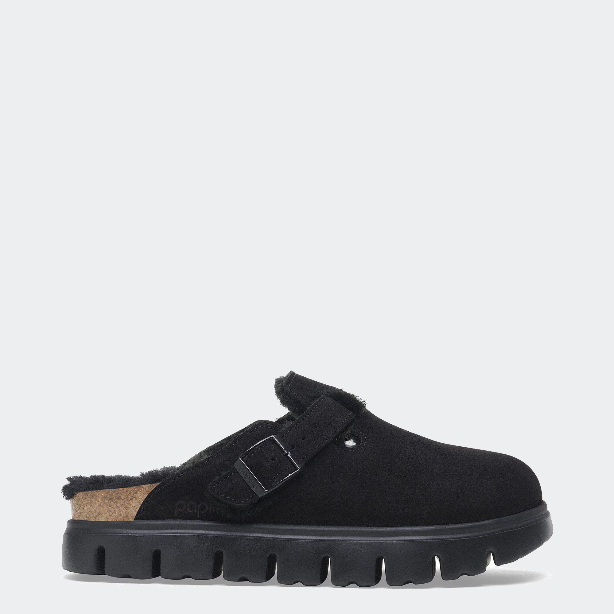 Womens BIRKENSTOCK Boston Chunky Shearling Black | Chicago City Sports