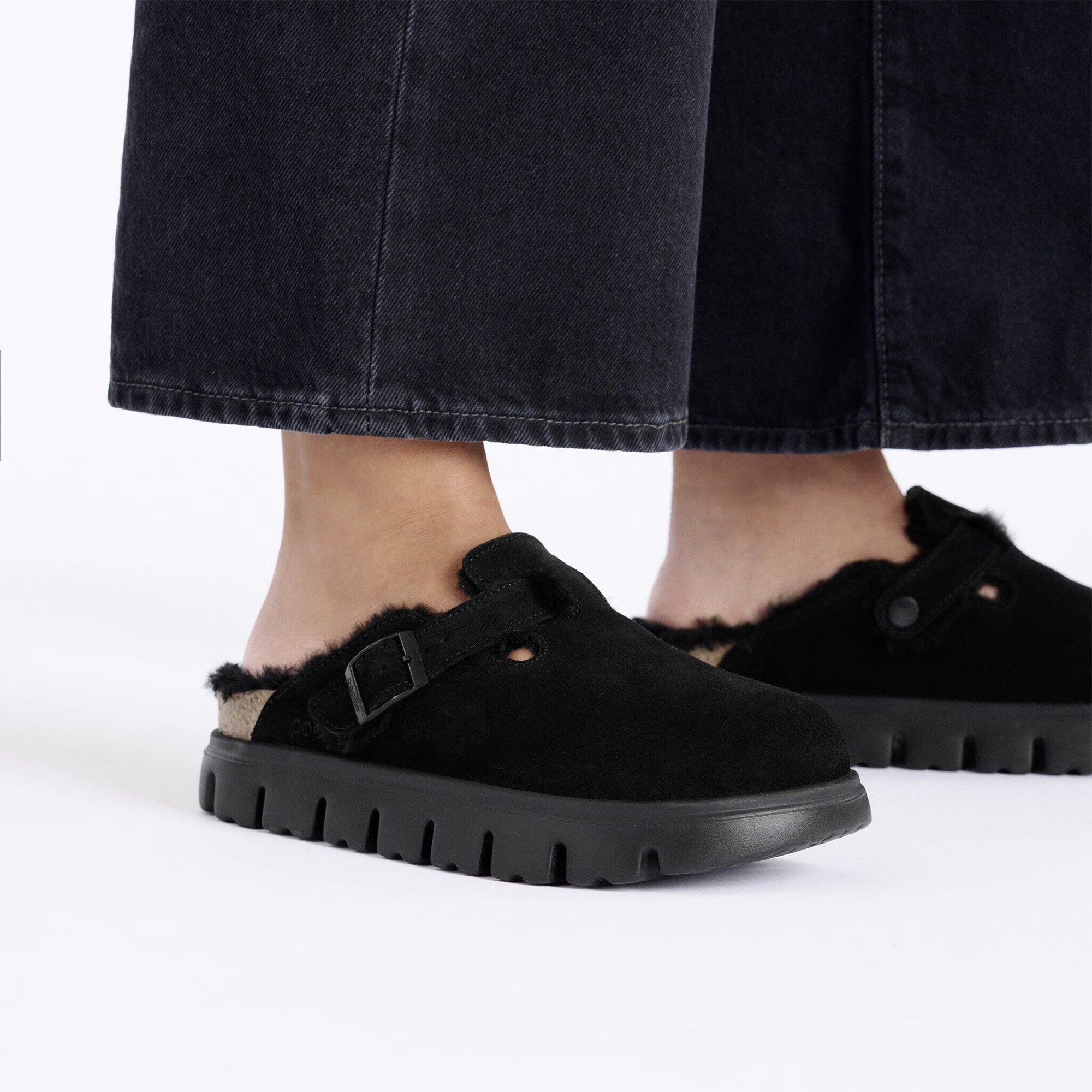 Womens BIRKENSTOCK Boston Chunky Shearling Black | Chicago City Sports