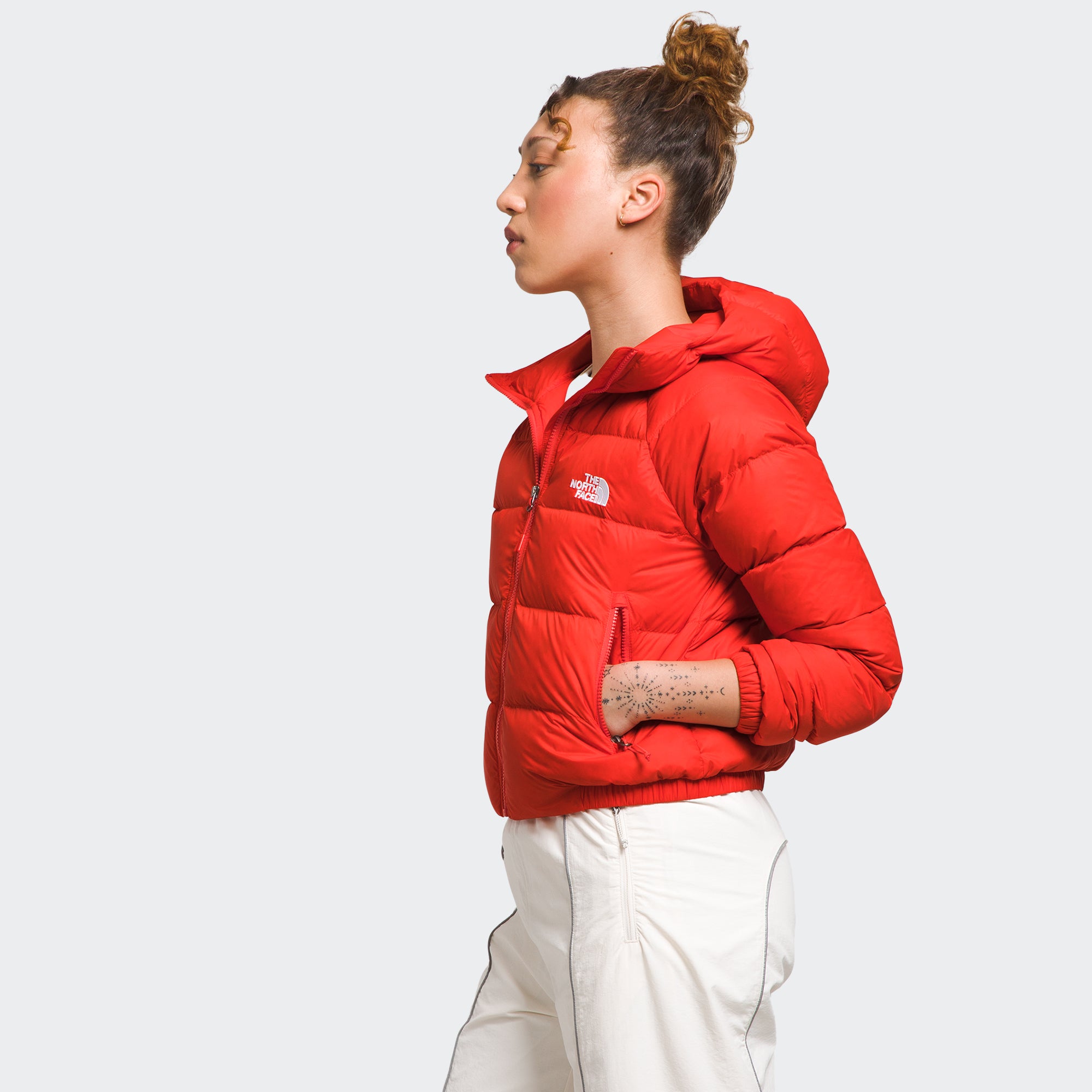 Women\'s The North Face Hydrenalite Jacket Red Down Hoodie Fiery