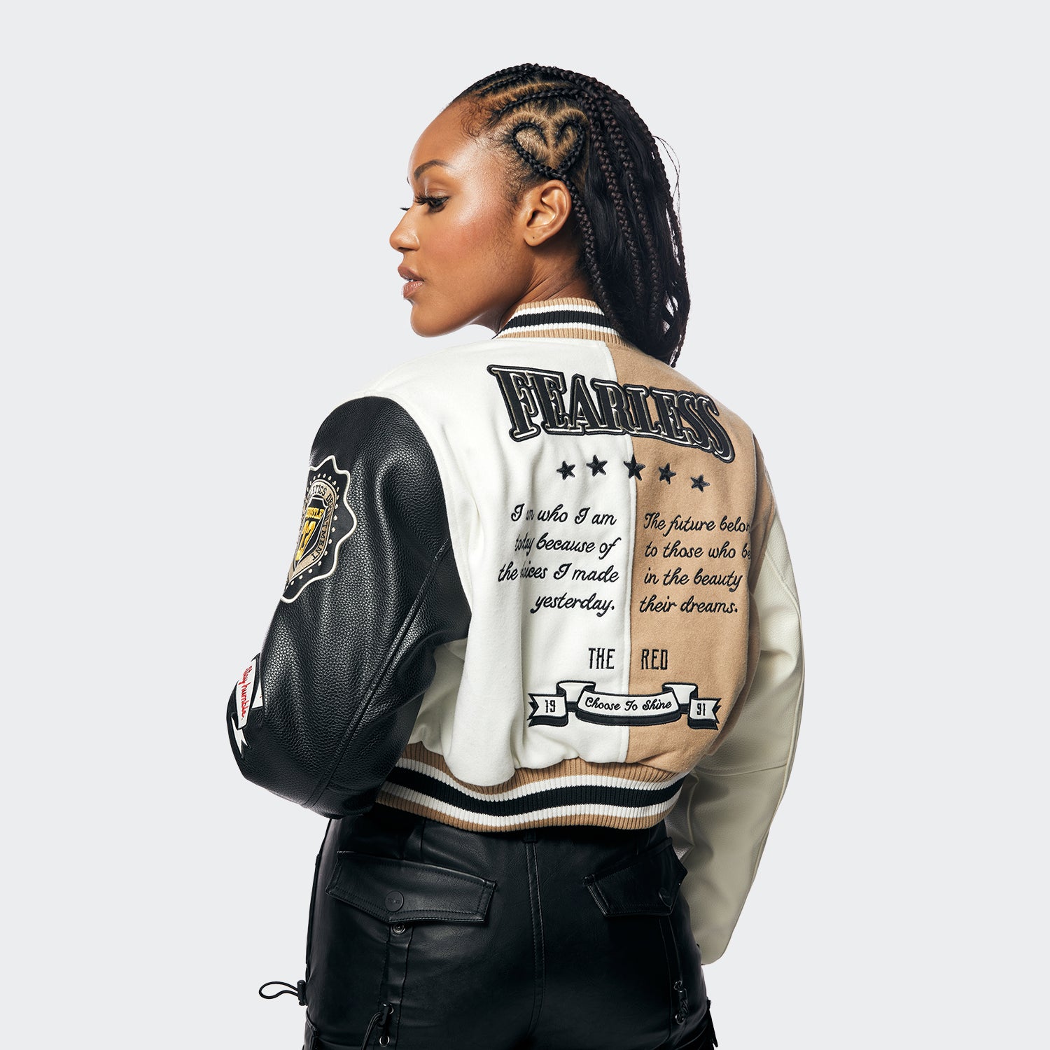 Women's Wool And Leather Varsity Jacket by Off-white