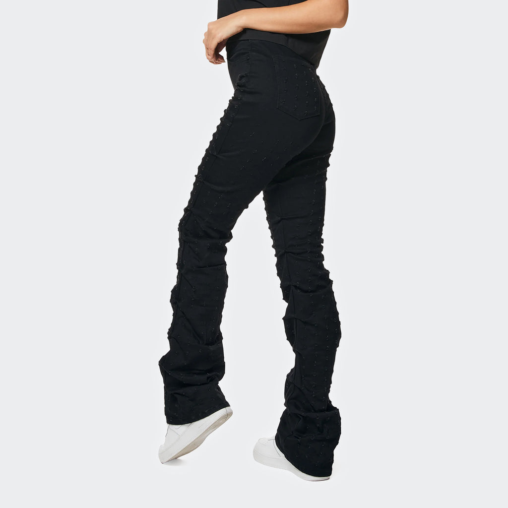 Women's Smoke Rise Red High Rise Punched Bootcut Jeans Black