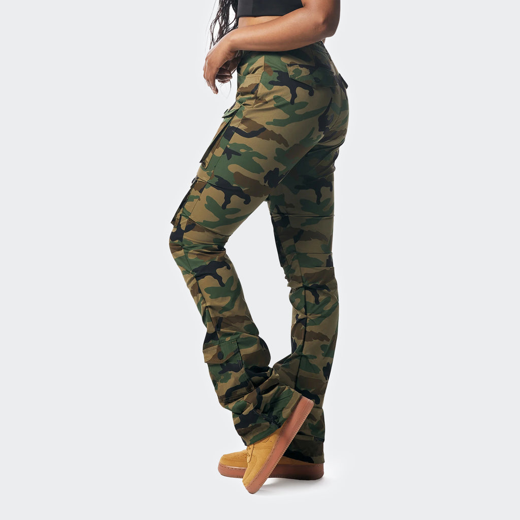 Women's Smoke Rise Red High Rise Stacked Utility Pants Wood Camo