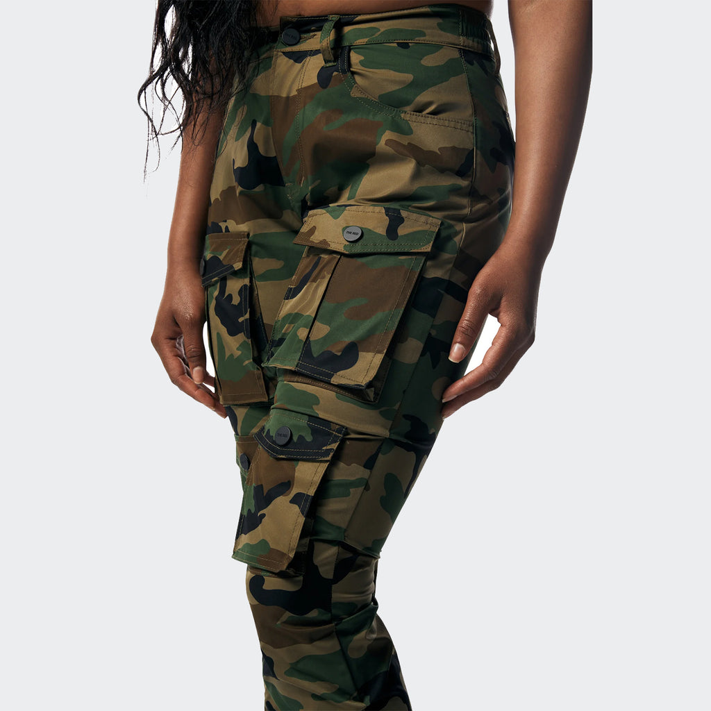 Women's Smoke Rise Red High Rise Stacked Utility Pants Wood Camo