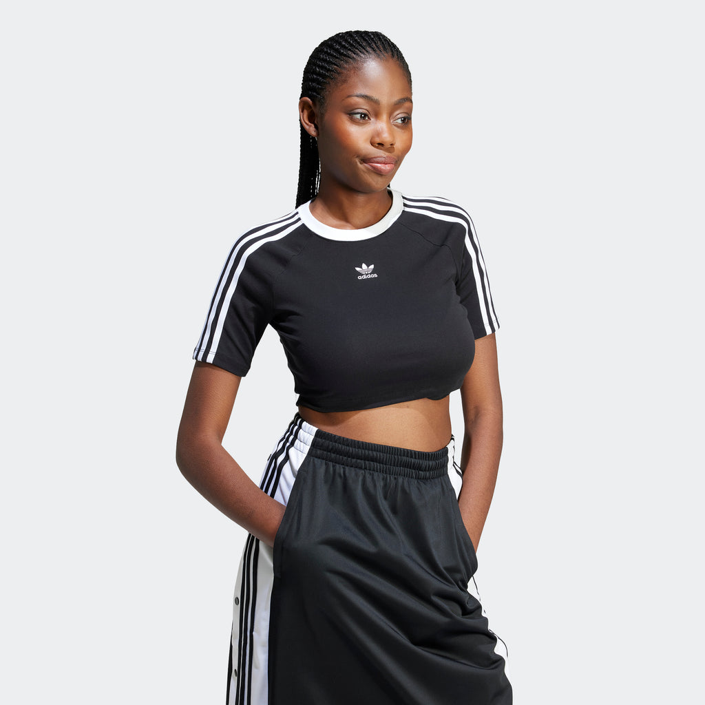 Women's adidas Originals 3-Stripes Baby Tee Black