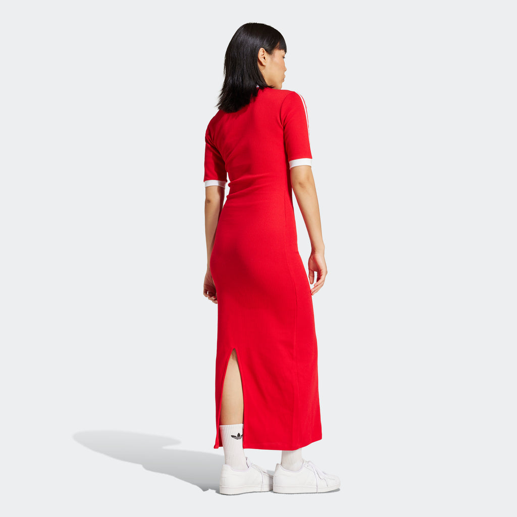 Women's adidas Originals Adicolor 3-Stripes Knit V-Neck Dress Better Scarlet