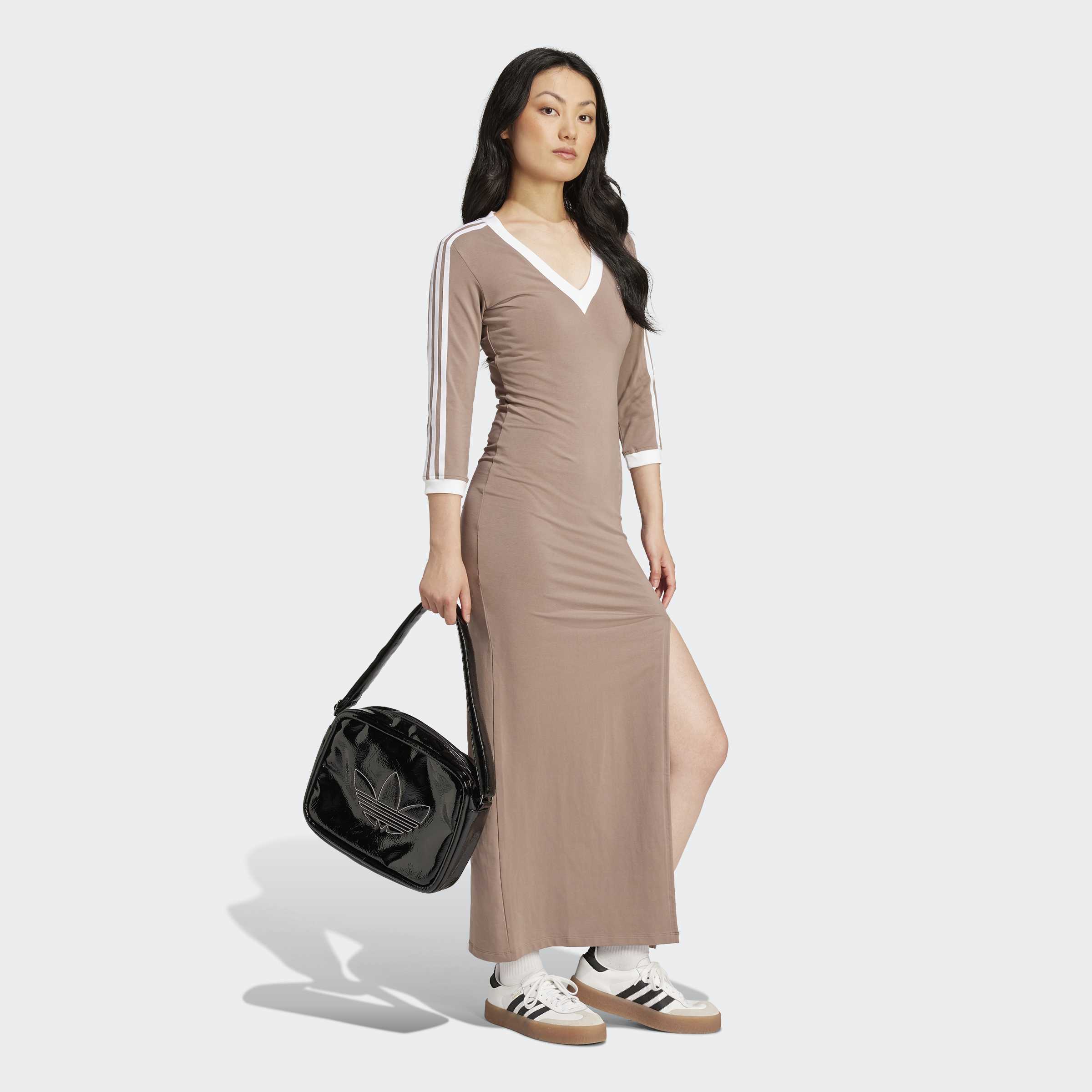 adidas originals Adicolor Vネックロングワンピ スリット-Brown adidas Adicolor Classics 3-Stripes Maxi Dress | Chicago City