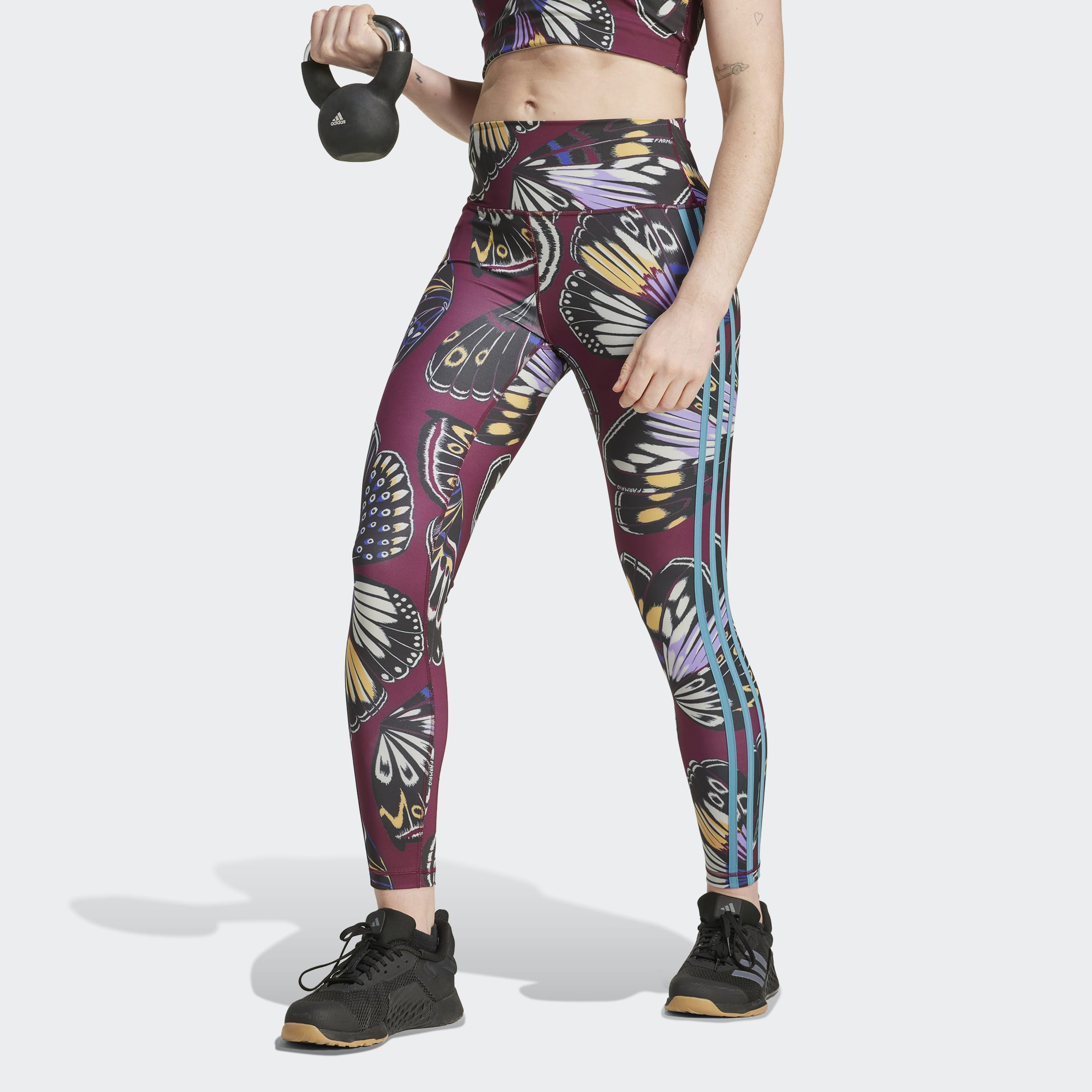 Women's adidas Workout x FARM 7/8 Leggings Black / Amazon Red / Energy Ink