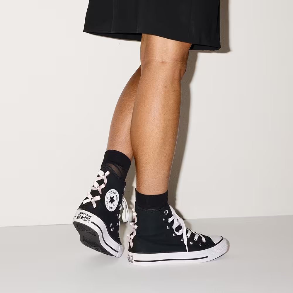 Unisex Converse Chuck Taylor All Star Hi Shoes Black Bows Studs