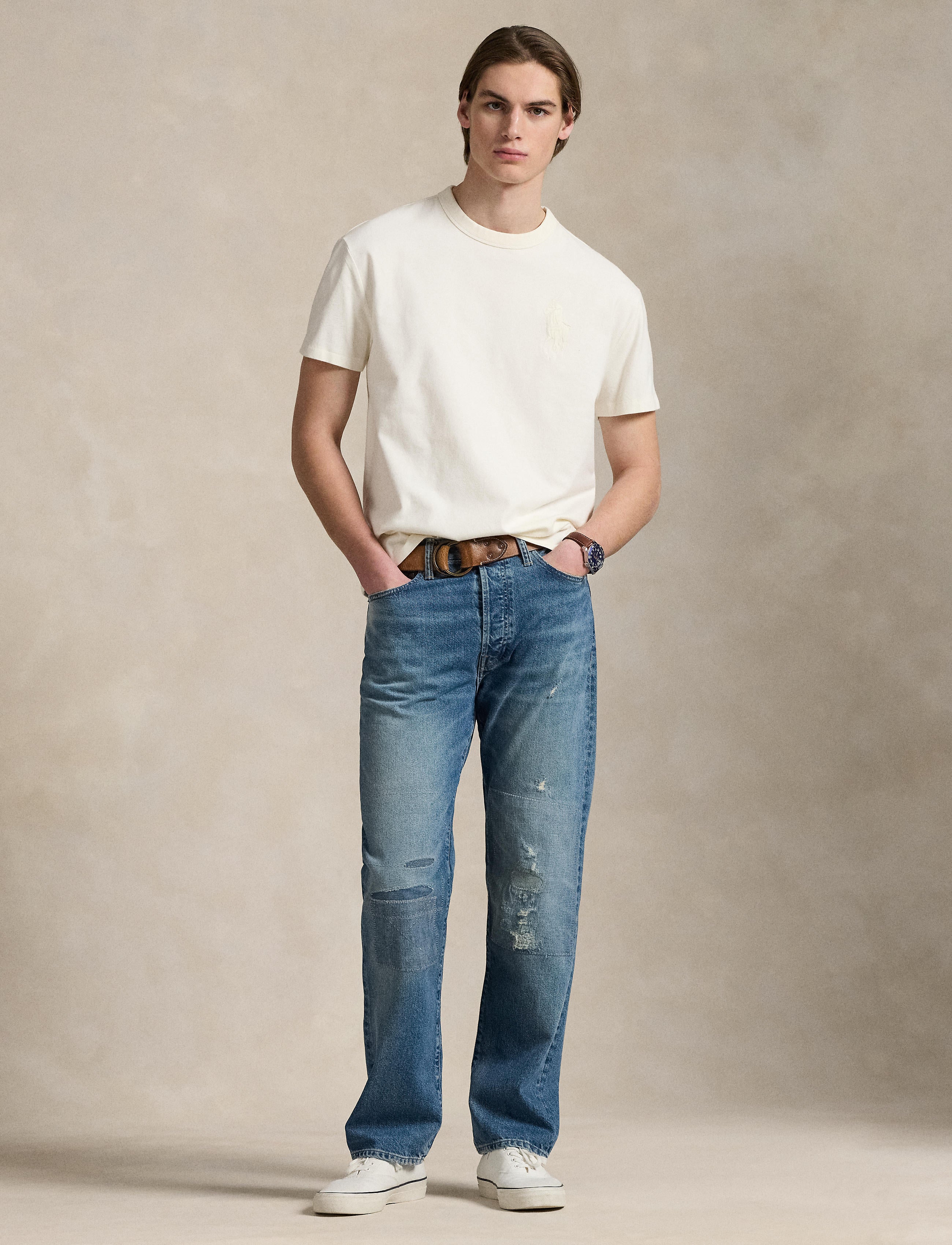 Men's Polo Ralph Lauren Big Pony Jersey T-Shirt Clubhouse Cream