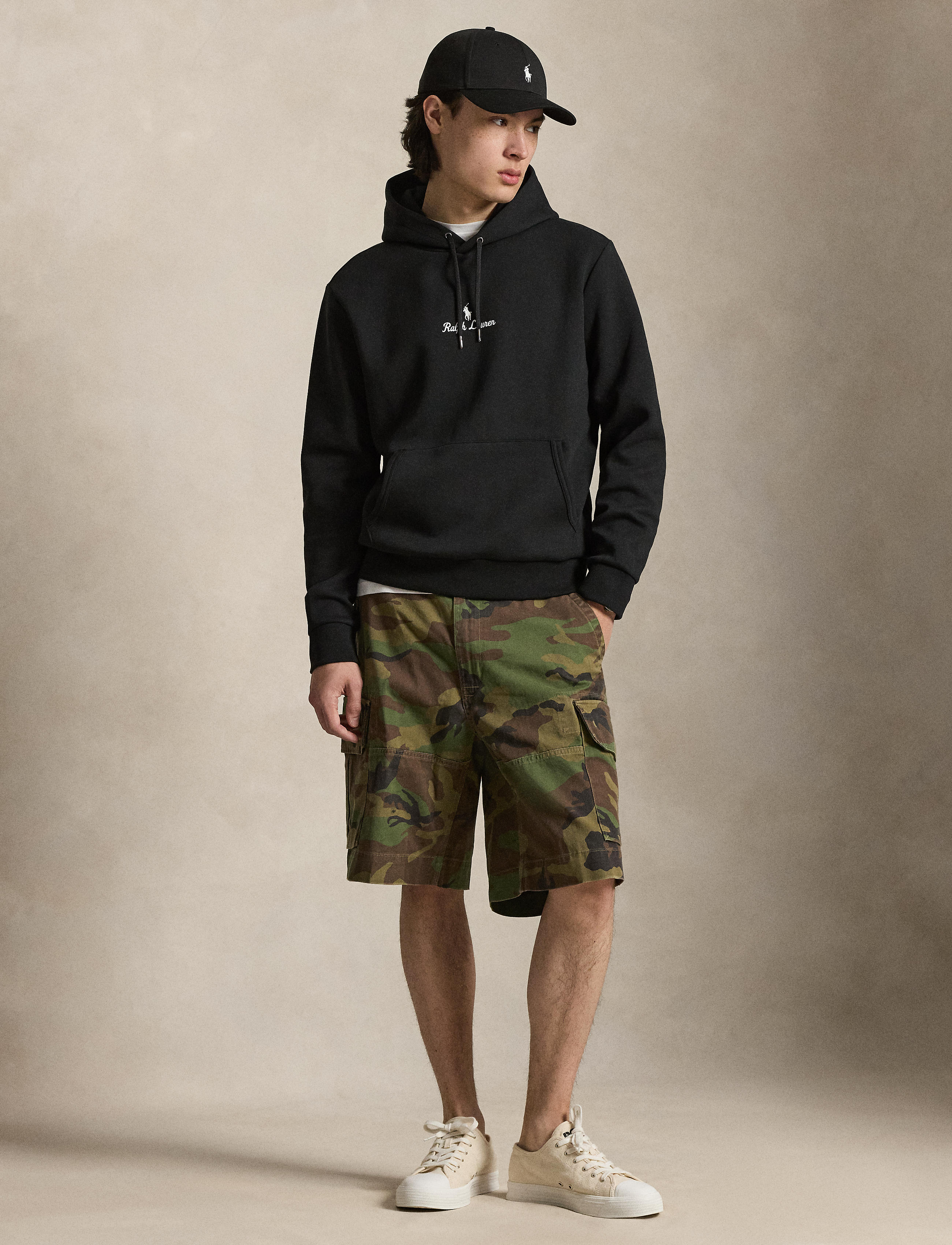 Men's Polo Ralph Lauren Logo Double-Knit Hoodie Black