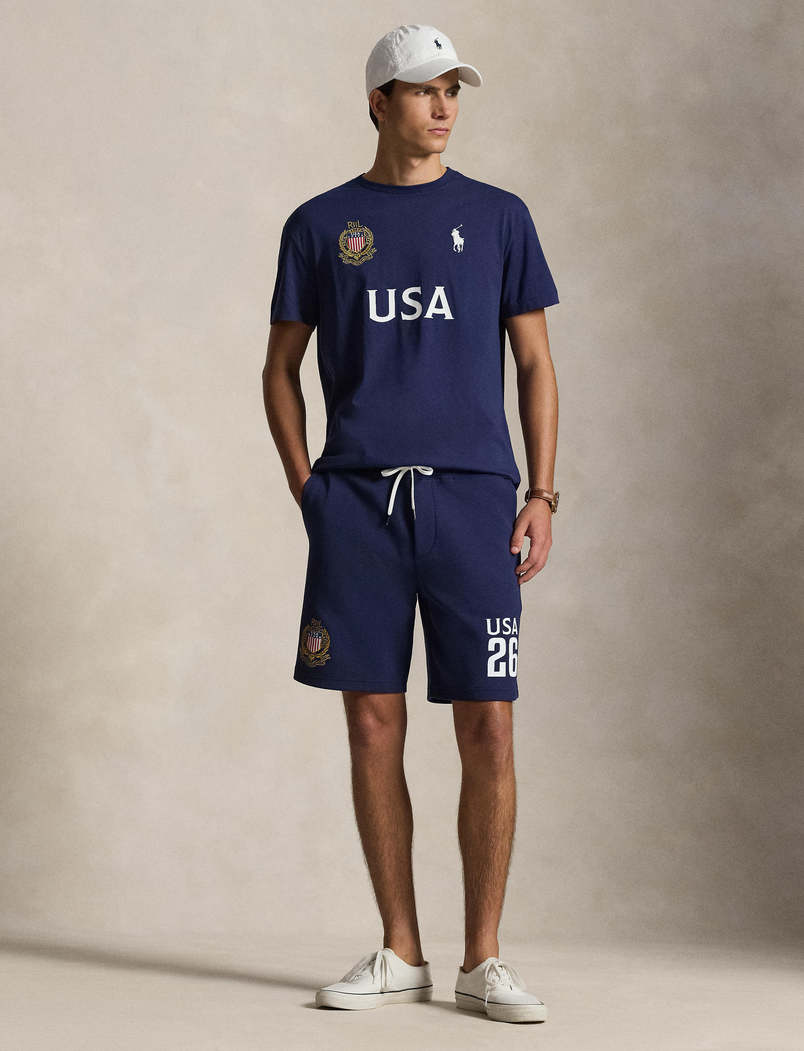 Men's Polo Ralph Lauren Classic Fit USA Jersey T-Shirt Newport Navy