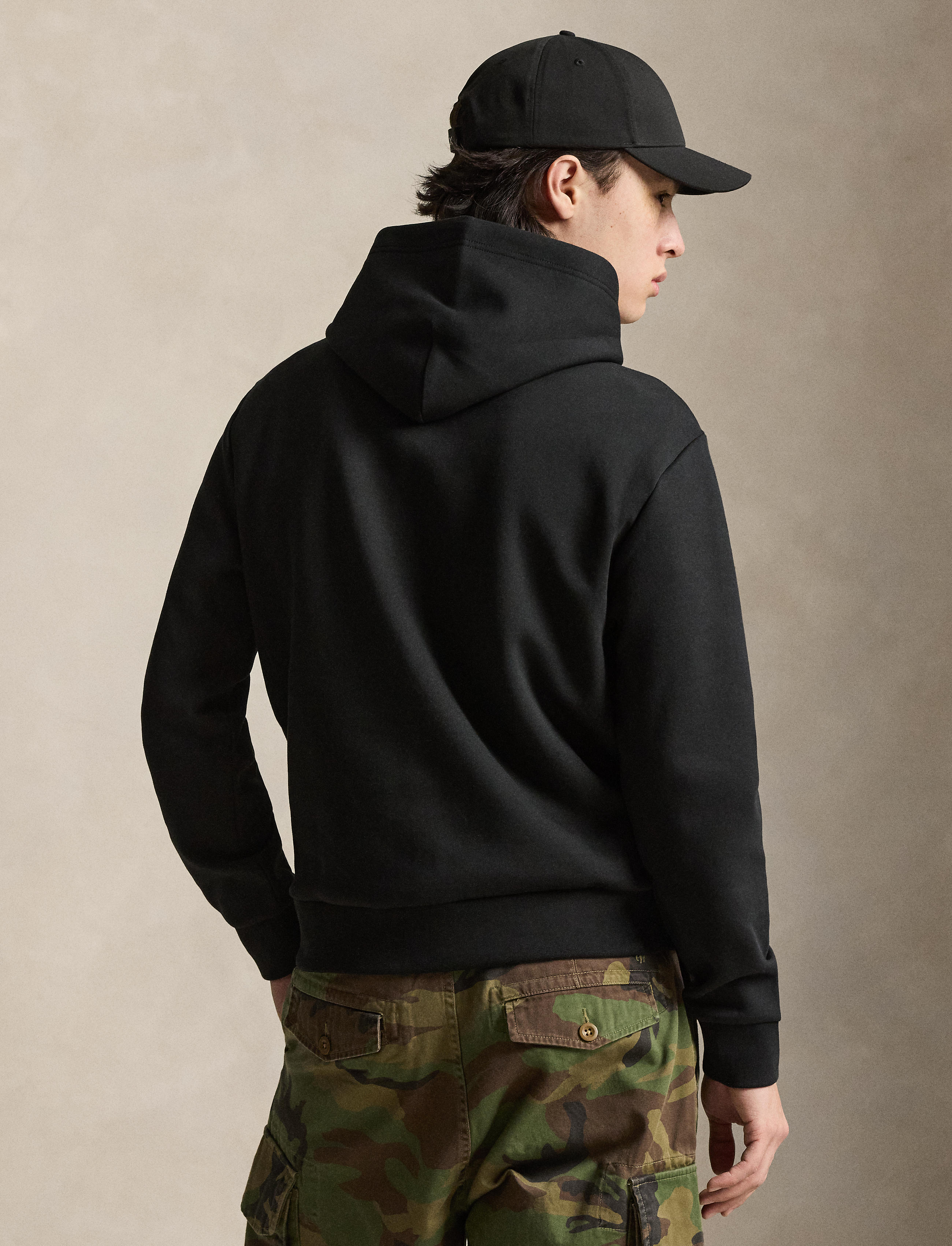 Men's Polo Ralph Lauren Logo Double-Knit Hoodie Black
