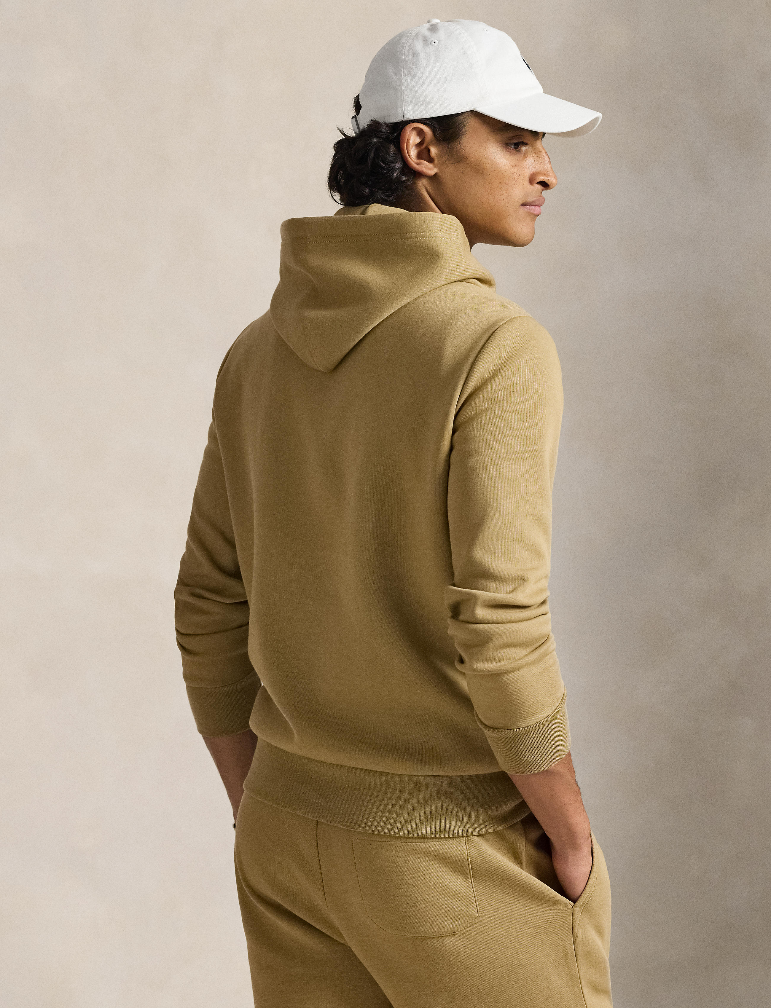 Men's Polo Ralph Lauren Logo Double-Knit Hoodie Desert Tan