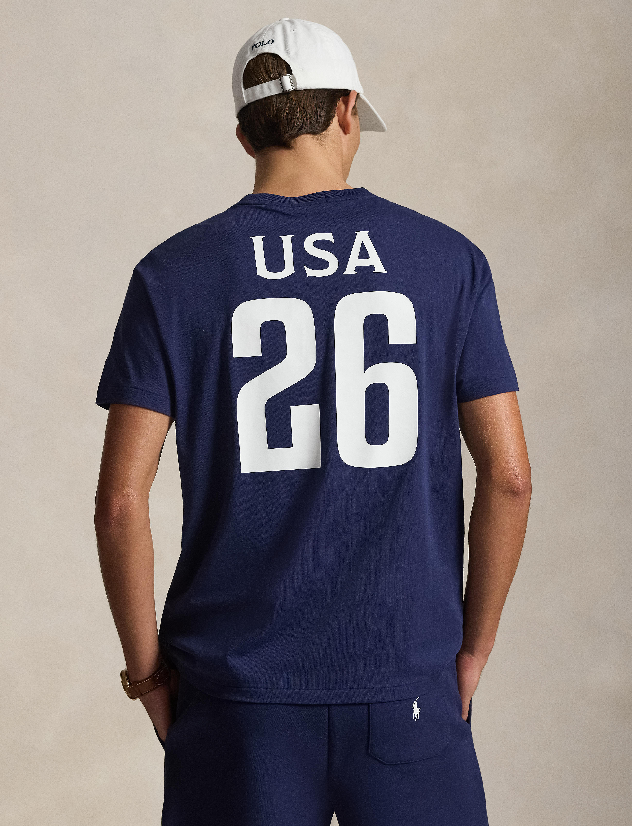 Men's Polo Ralph Lauren Classic Fit USA Jersey T-Shirt Newport Navy