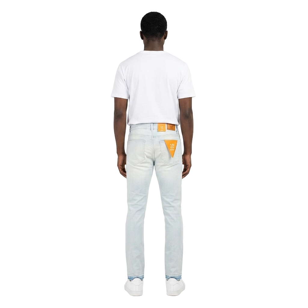 Men's TWO MILL TWENTY Straight Leg Rhinestone Claw Jeans Light Wash