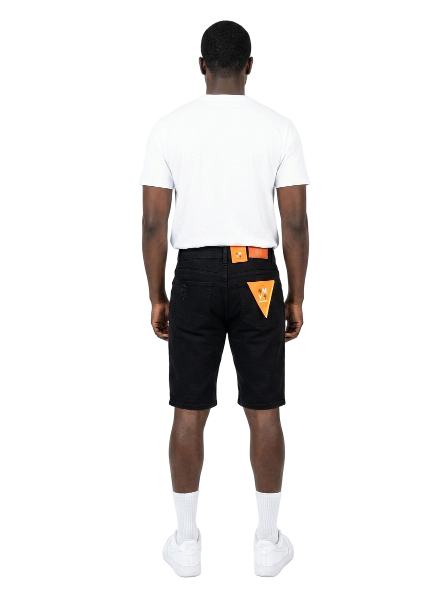 Men's Ripped Distressed Denim Jean Shorts | Jet Black