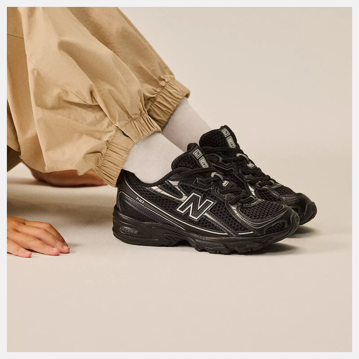 Little Kids New Balance 740 Bungee Lace Shoes Black with Silver Metallic