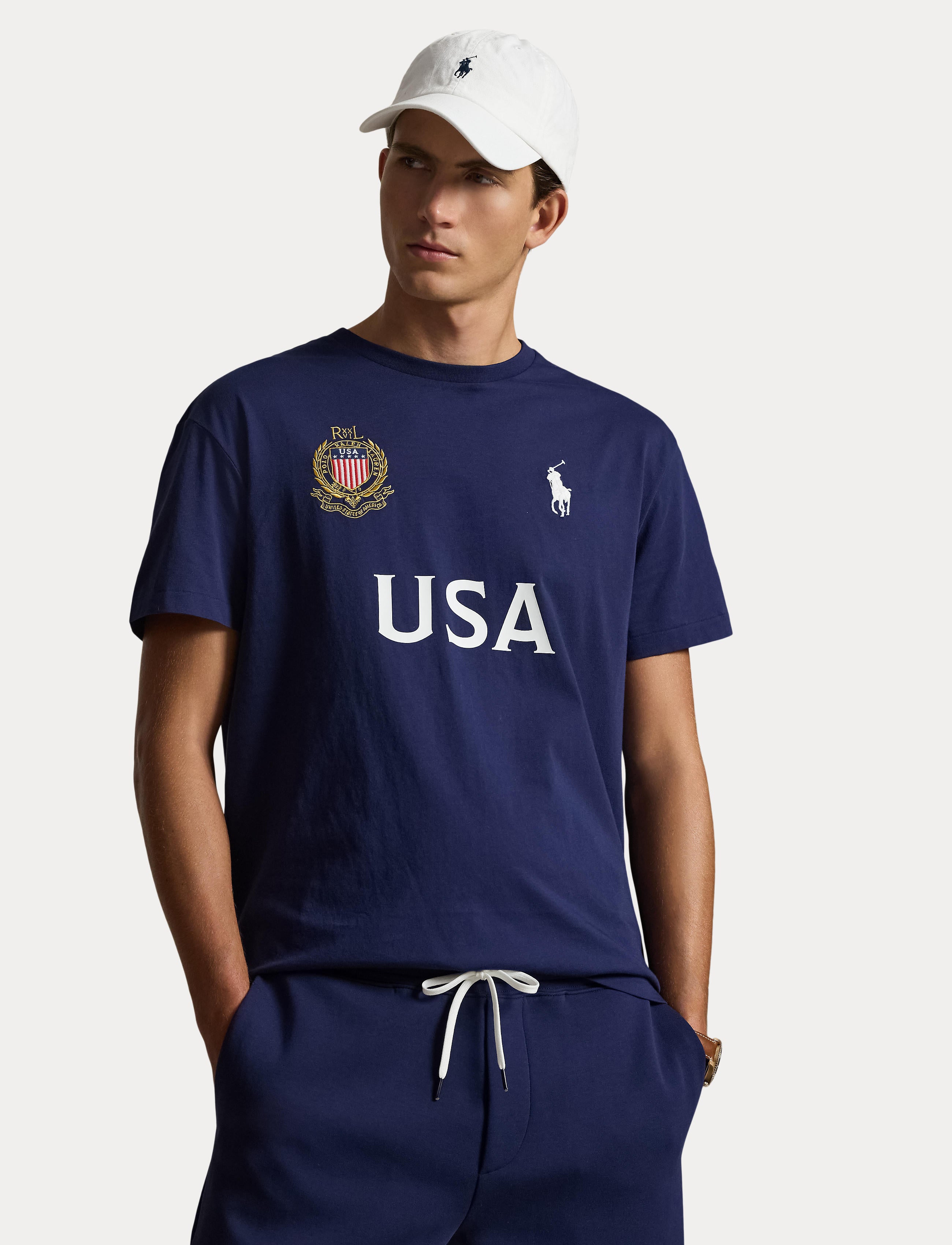Men's Polo Ralph Lauren Classic Fit USA Jersey T-Shirt Newport Navy