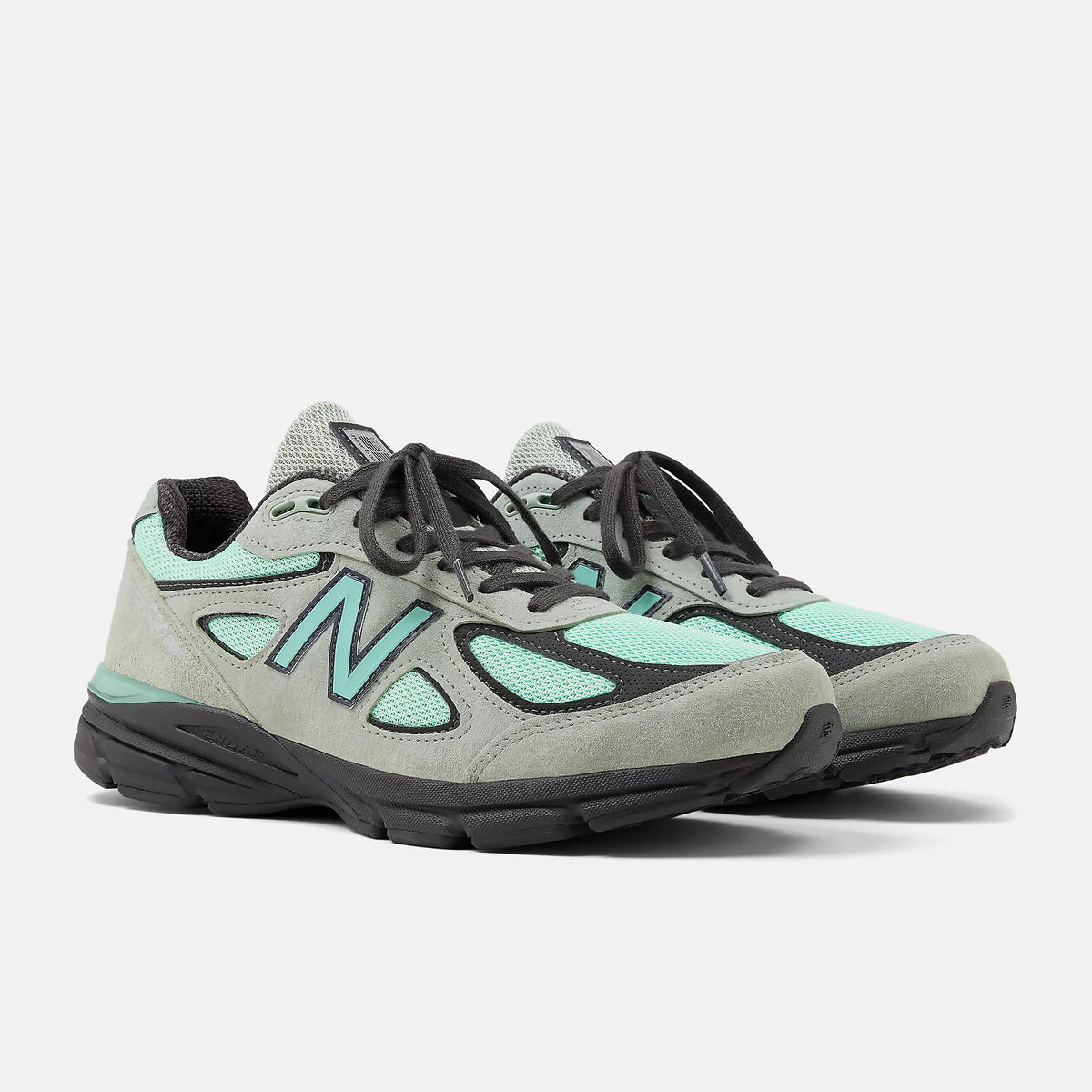 Men's New Balance Made in USA 990v4 Silver Moss With Bright Mint