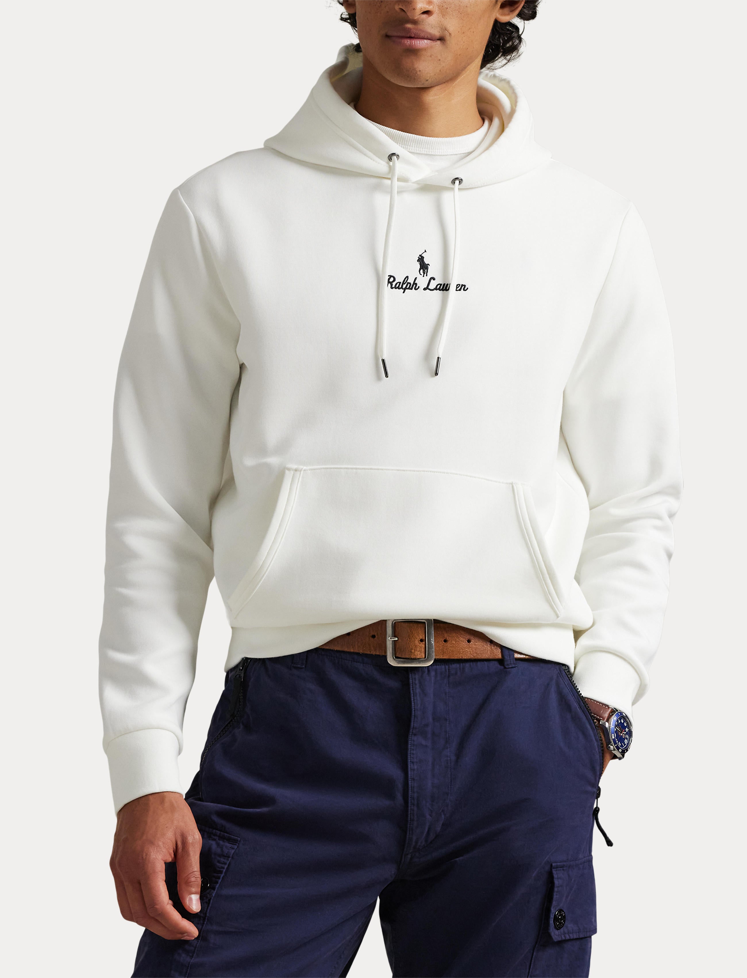 Men's Polo Ralph Lauren Logo Double-Knit Hoodie White