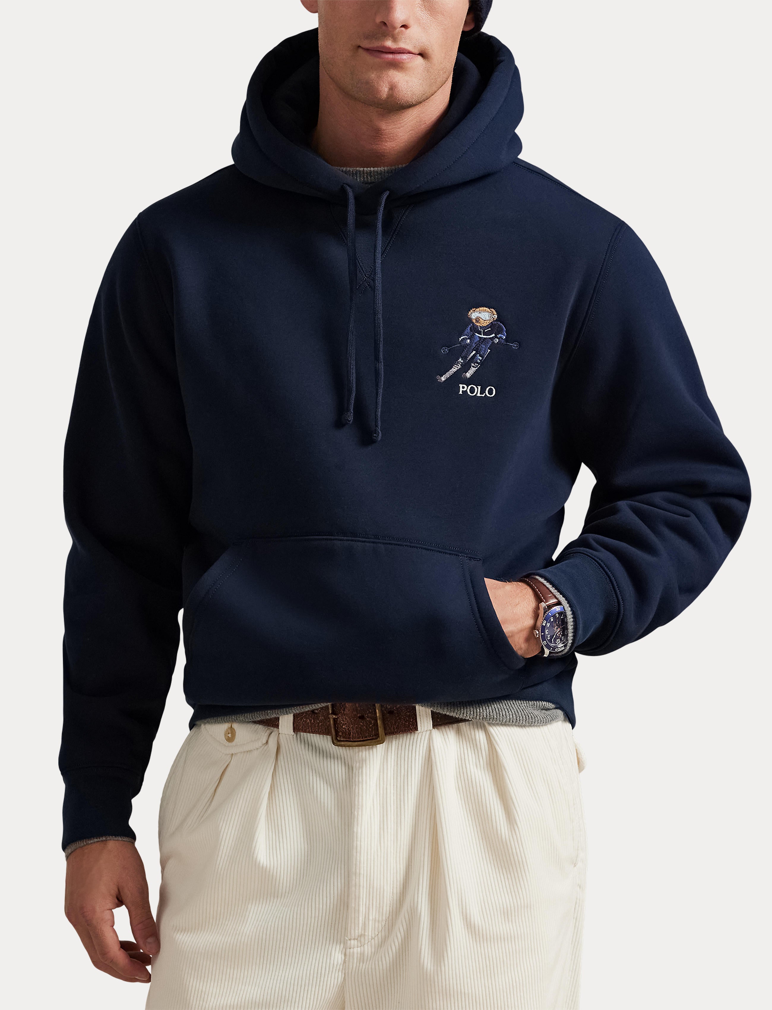Men's Polo Ralph Lauren Pullover Hoodie Ski Bear Navy
