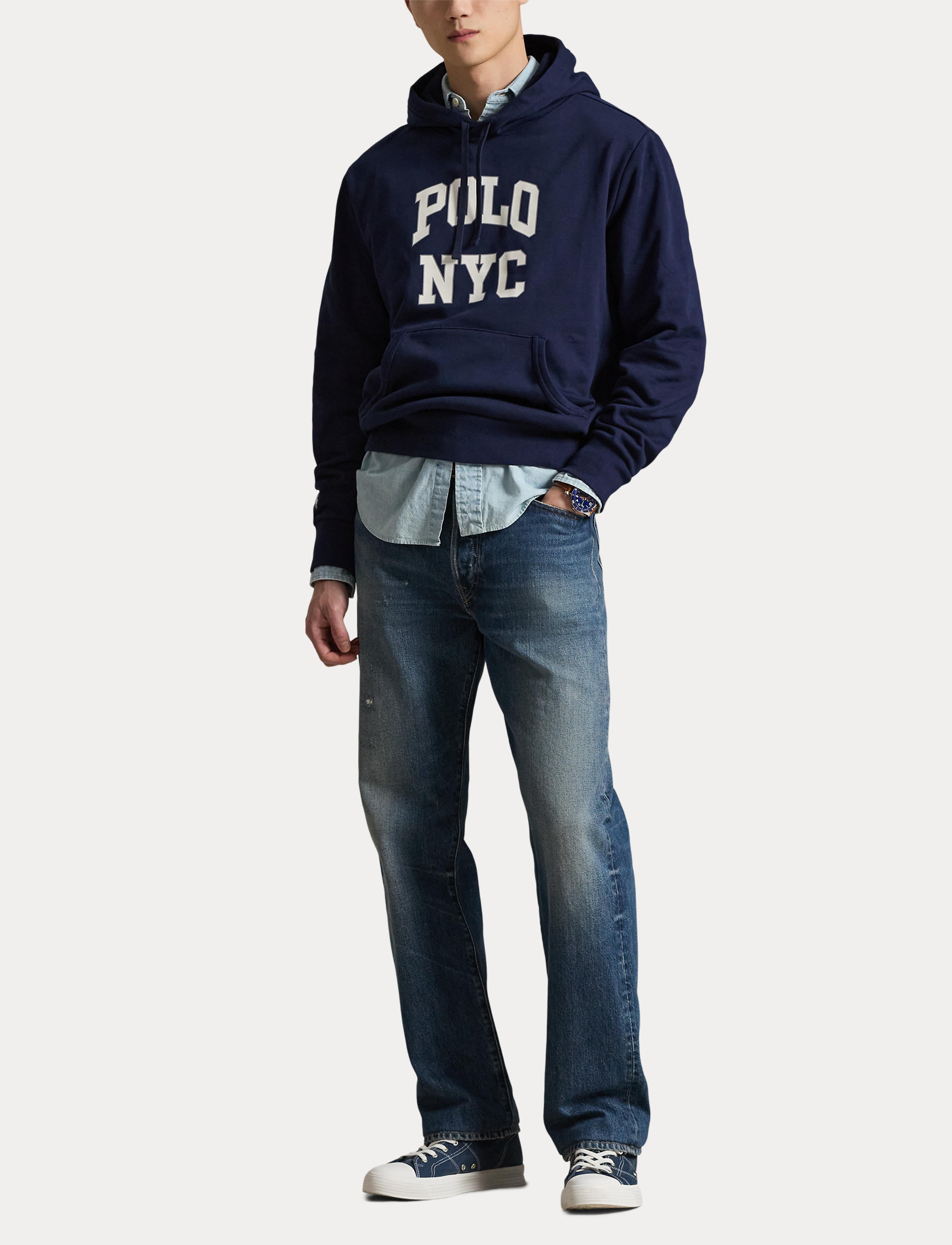 Men's Polo Ralph Lauren Fleece Graphic NYC Hoodie Cruise Navy
